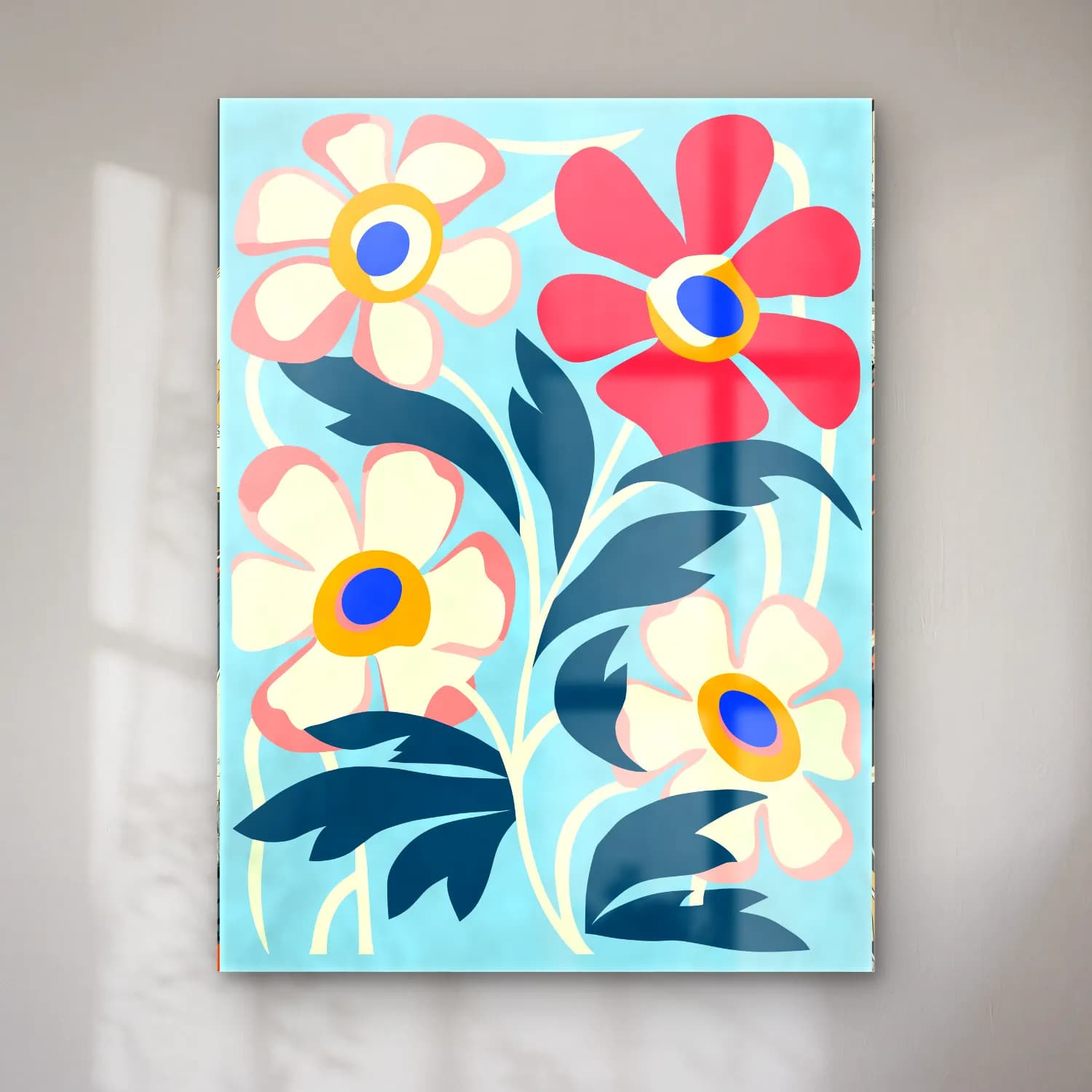 Retro Çiçek Deseni No. 35 cam tablo — Retro Çiçek Deseni No. 35 — retro çiçek deseni
