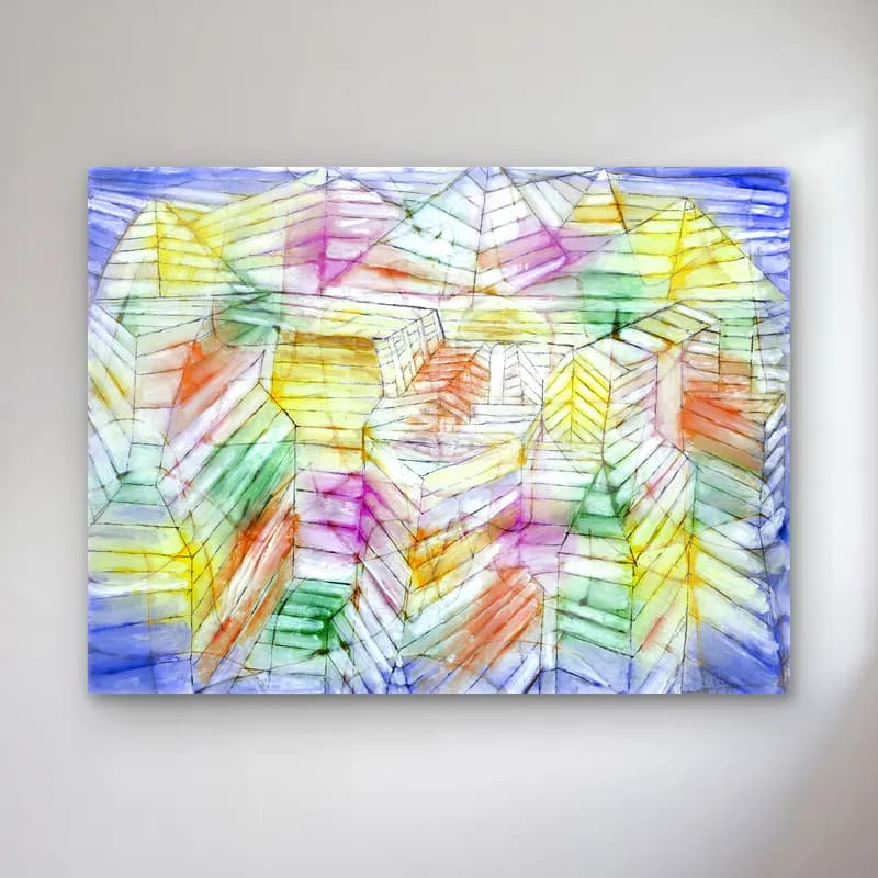 Paul Klee – Theater–Mountain–Construction cam tablo — Paul Klee – Theater–Mountain–Construction — modern soyut soyut manzara
