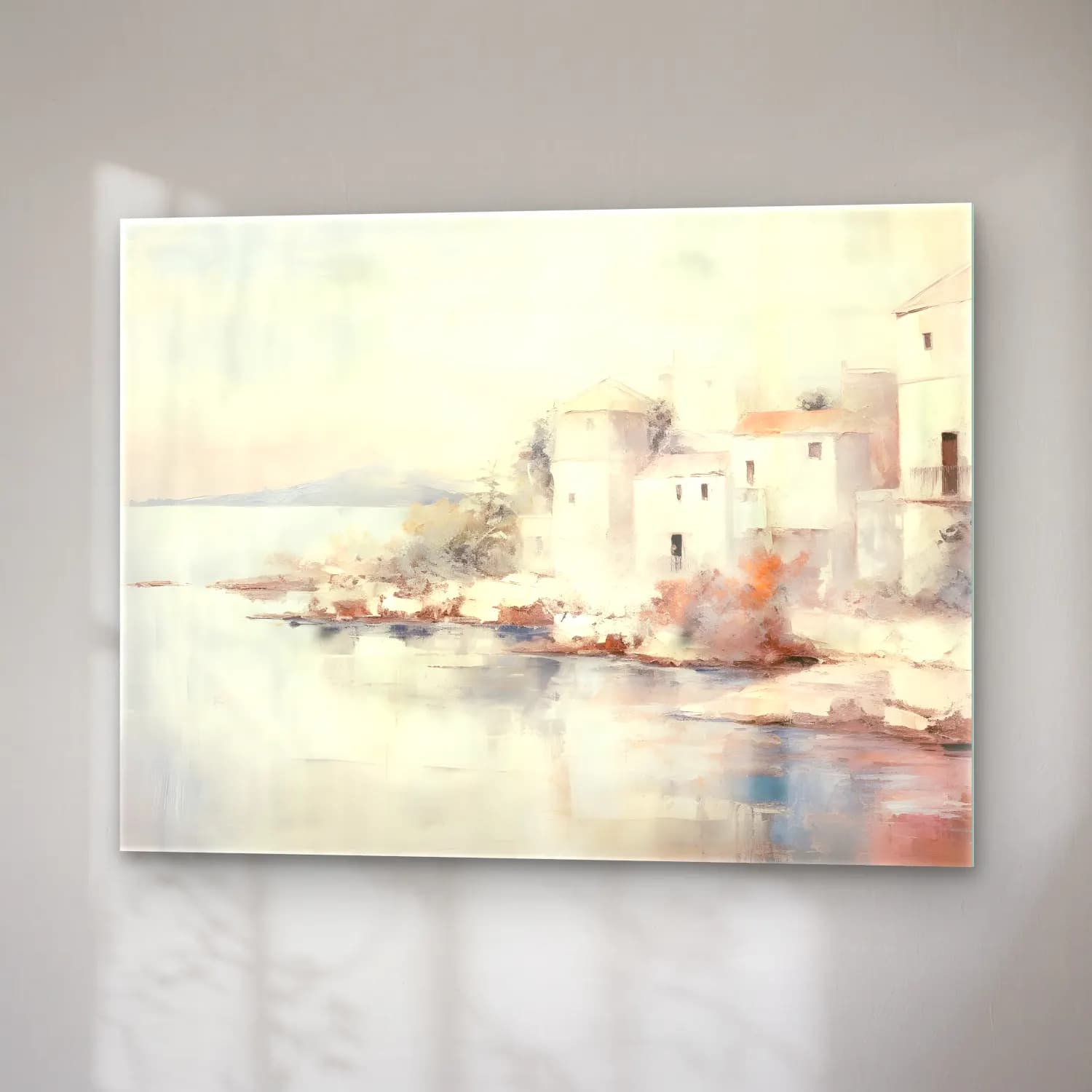 Yağlı Boya Yunan Adası No. 9 cam tablo — sağ açıdan görünüm
