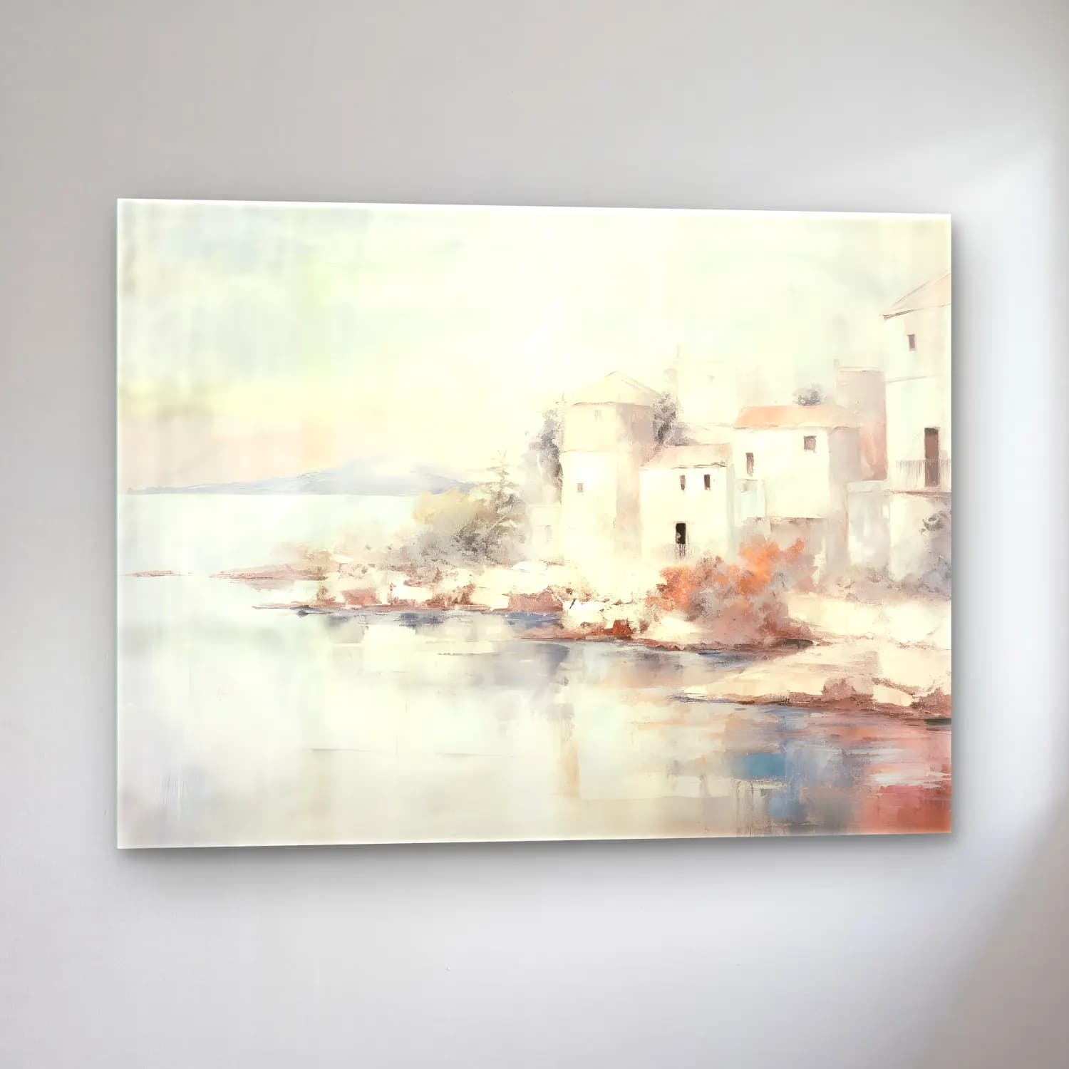 Yağlı Boya Yunan Adası No. 9 cam tablo — sol açıdan görünüm