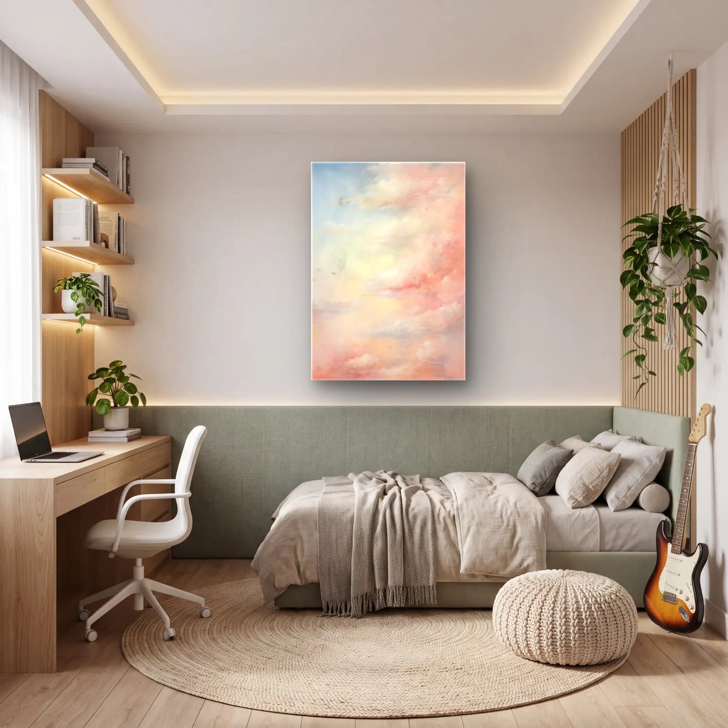 Pastel Gün Batımı Gökyüzü No. 9 cam tablo — genç odasında