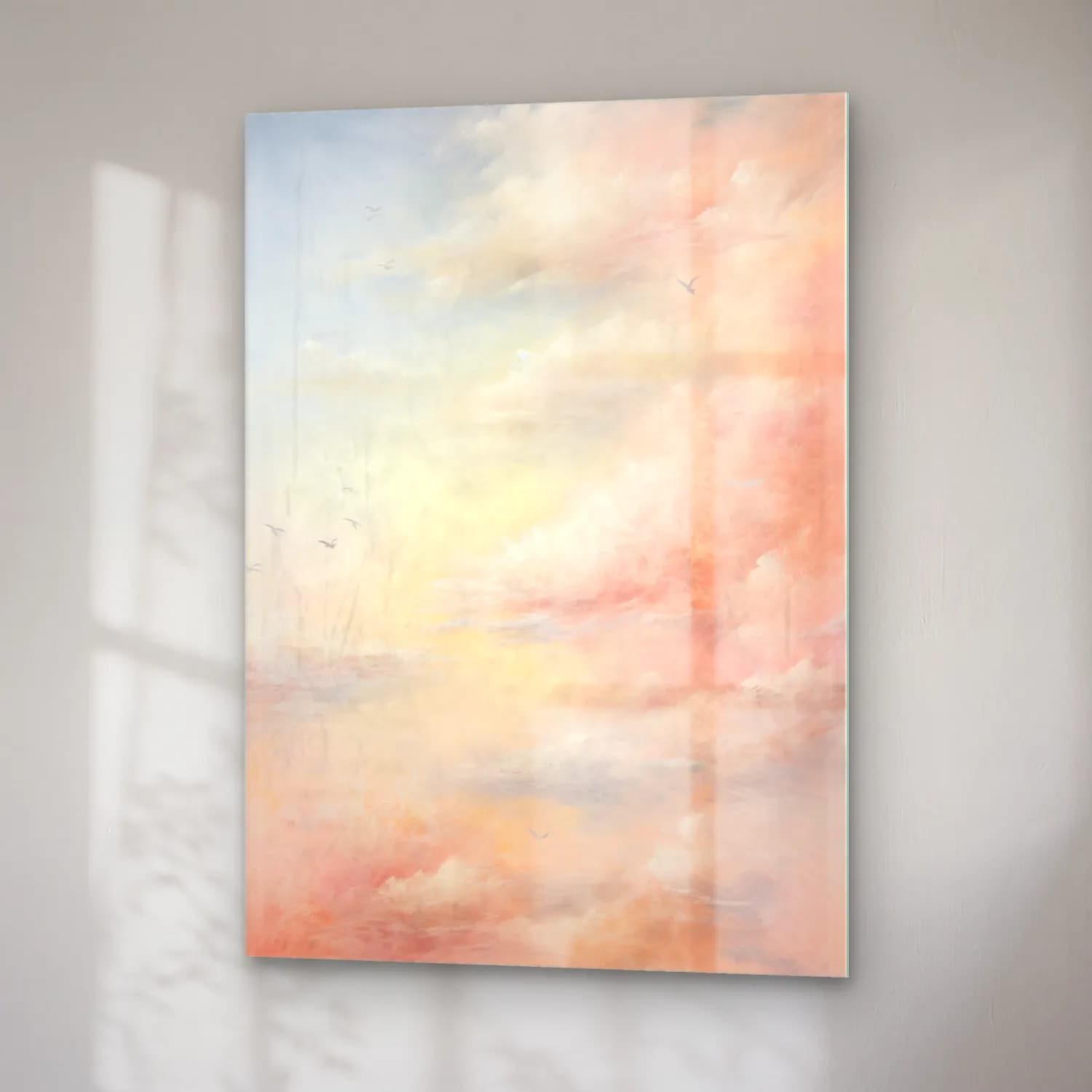 Pastel Gün Batımı Gökyüzü No. 9 cam tablo — sağ açıdan görünüm
