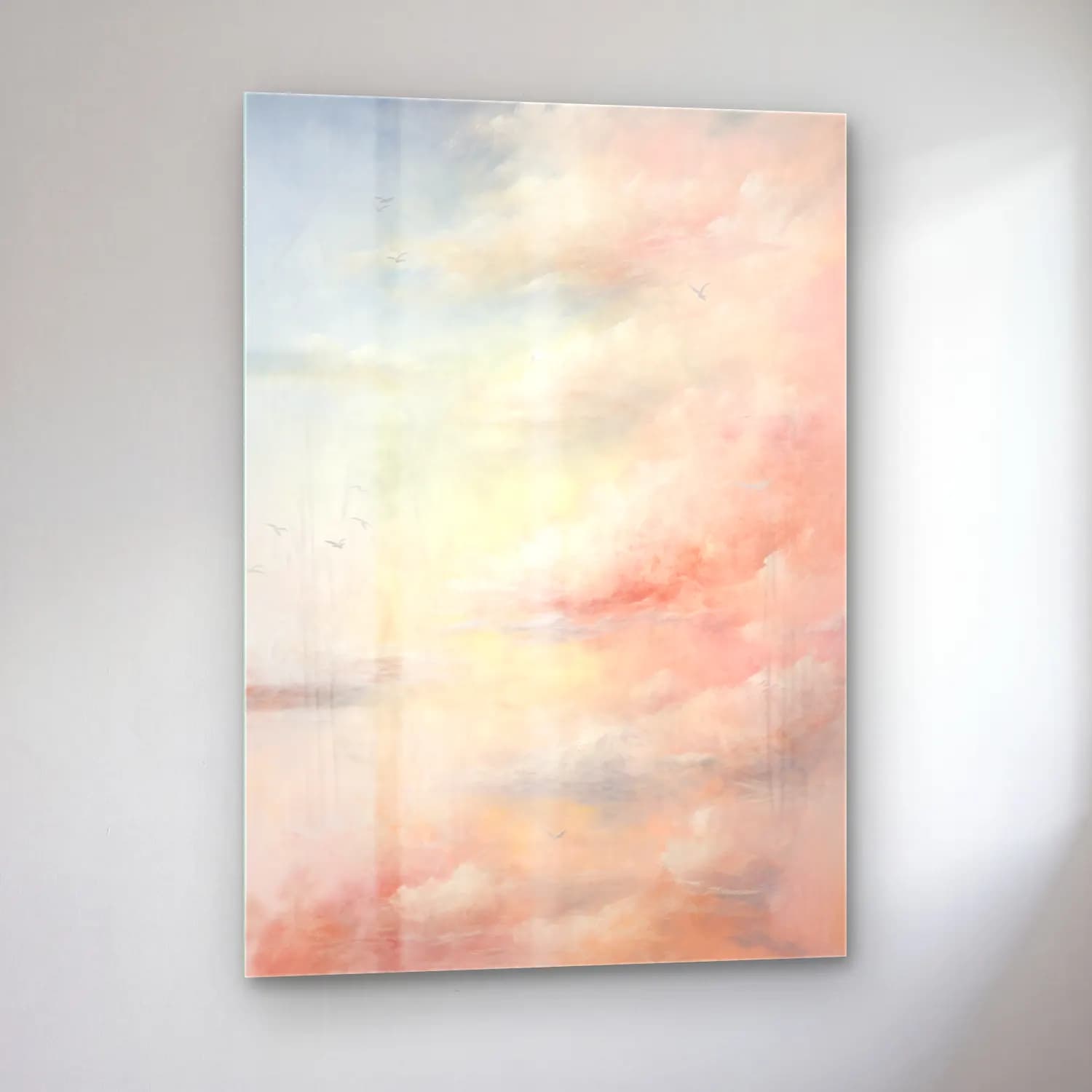 Pastel Gün Batımı Gökyüzü No. 9 cam tablo — sol açıdan görünüm
