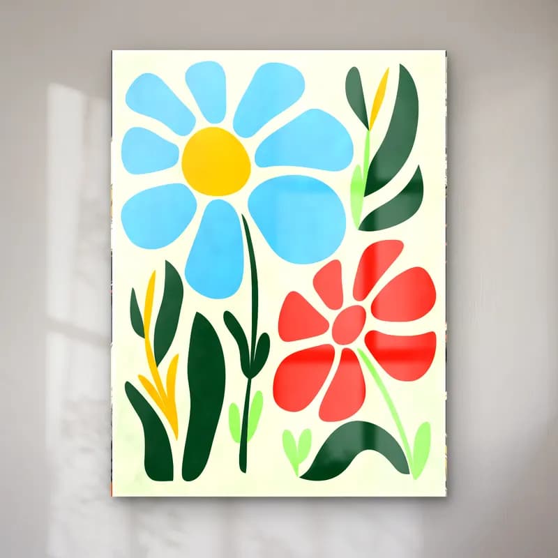 Retro Çiçek Deseni No. 37 cam tablo — Retro Çiçek Deseni No. 37 — retro çiçek deseni