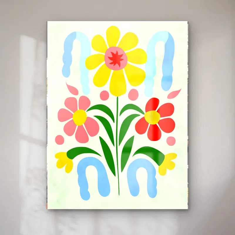 Boho Çiçek Deseni No. 42 cam tablo — Boho Çiçek Deseni No. 42 — boho çiçek deseni