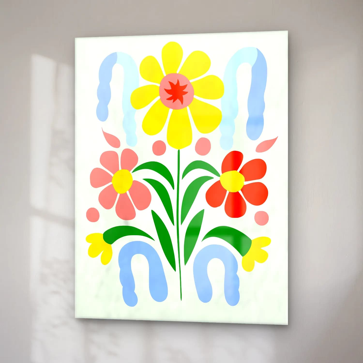 Boho Çiçek Deseni No. 42 cam tablo — sağ açıdan görünüm