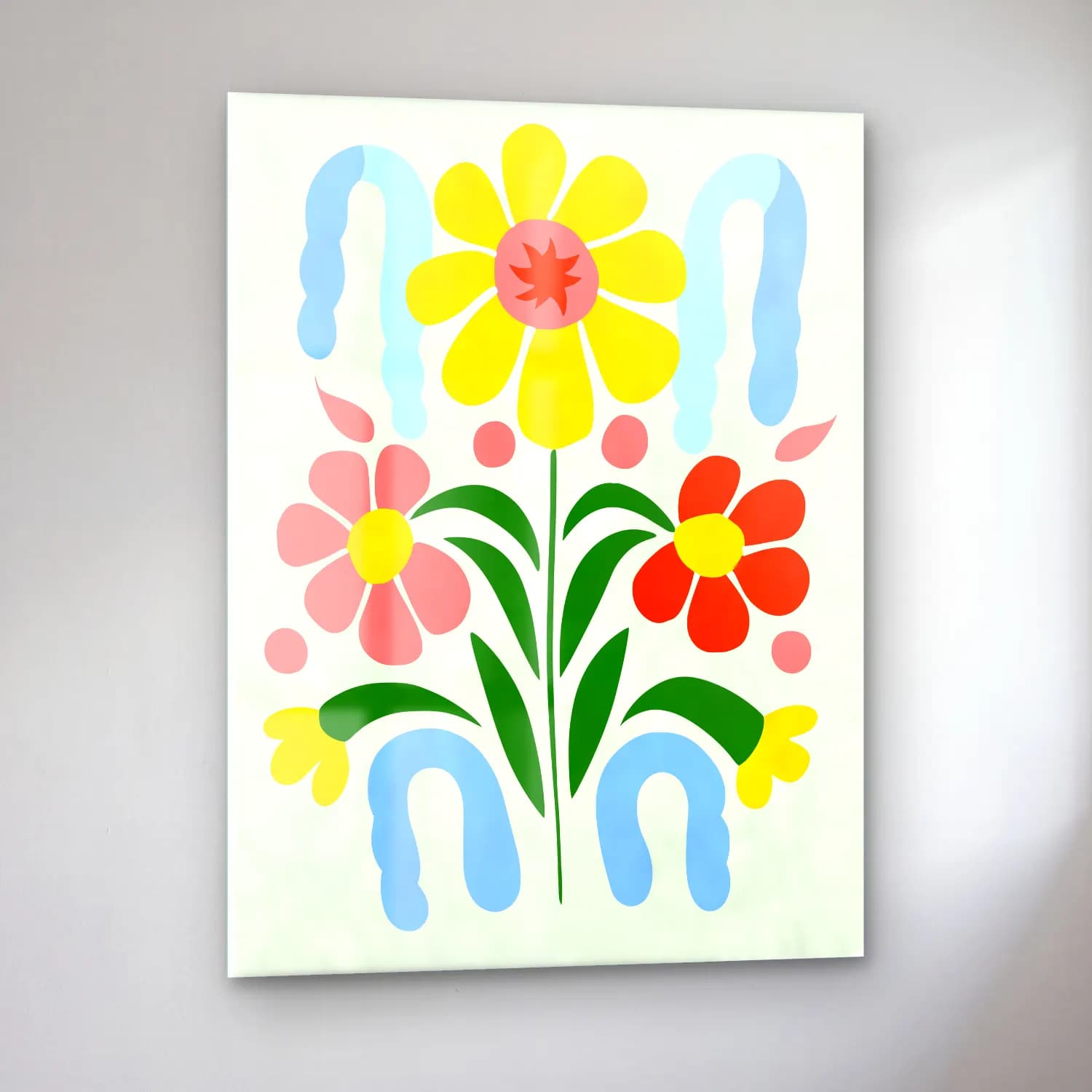 Boho Çiçek Deseni No. 42 cam tablo — sol açıdan görünüm