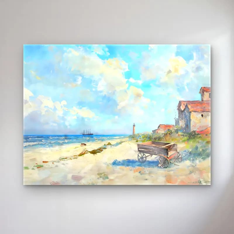 Yağlı Boya Deniz Feneri No. 5 cam tablo — Yağlı Boya Deniz Feneri No. 5 — yağlı boya deniz feneri