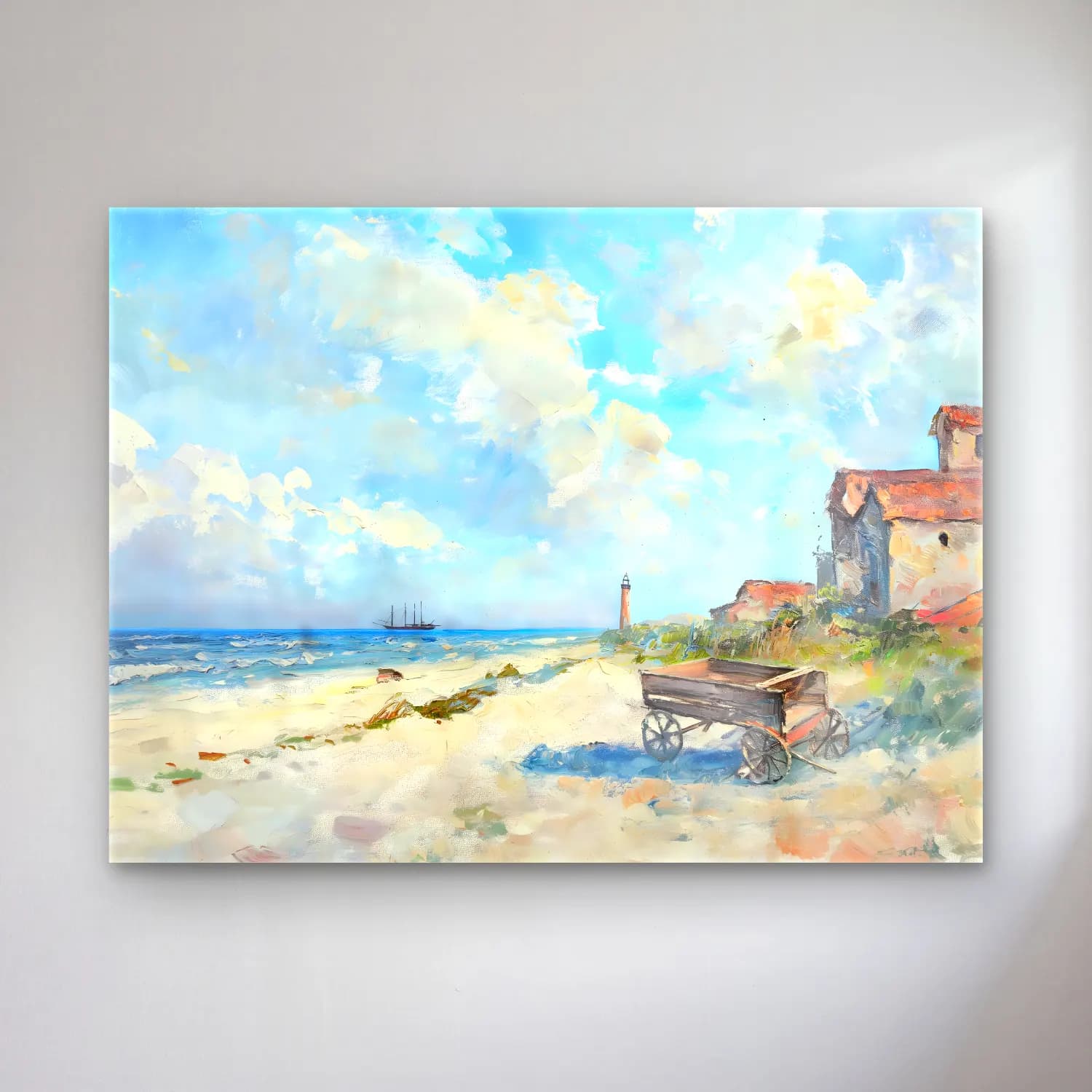 Yağlı Boya Deniz Feneri No. 5 cam tablo — Yağlı Boya Deniz Feneri No. 5 — yağlı boya deniz feneri
