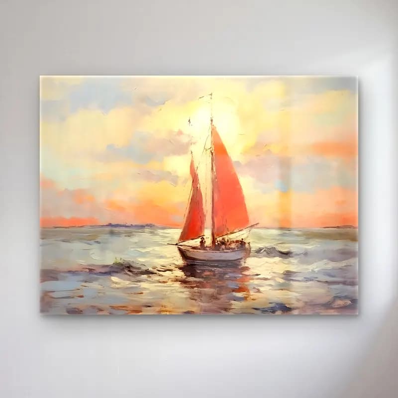Yağlı Boya Yelken Yarışı No. 4 cam tablo — Yağlı Boya Yelken Yarışı No. 4 — yağlı boya yelken yarışı