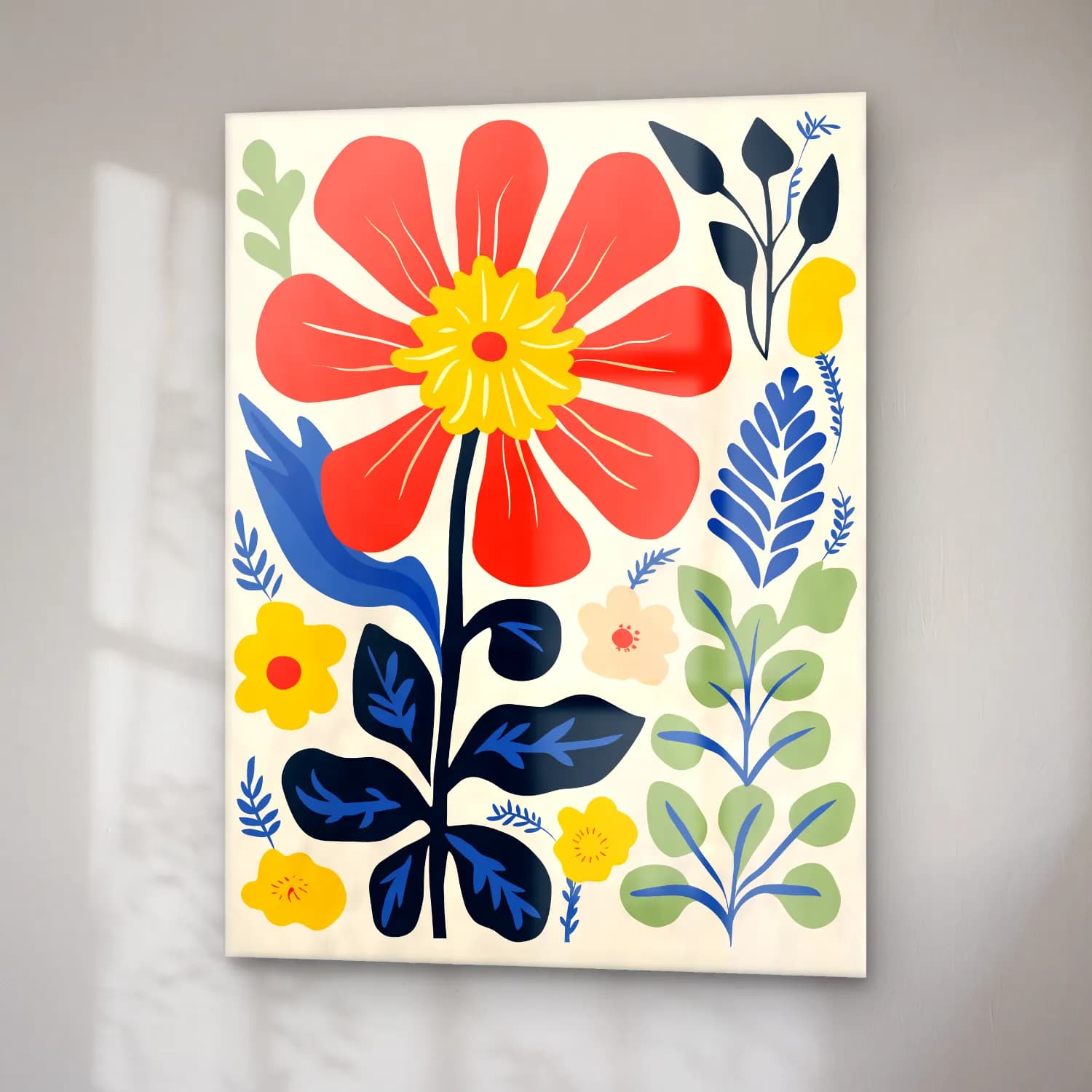 Boho Çiçek Deseni No. 45 cam tablo — sağ açıdan görünüm