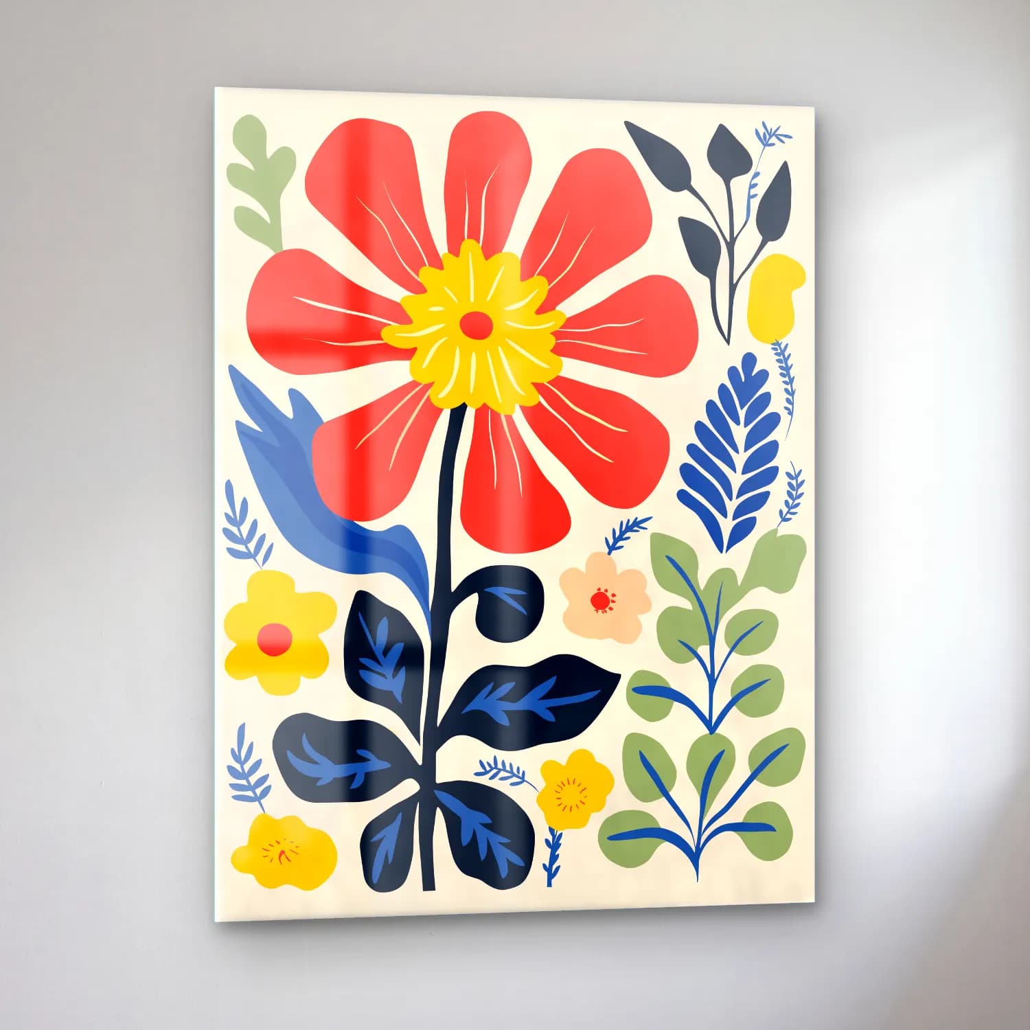 Boho Çiçek Deseni No. 45 cam tablo — sol açıdan görünüm