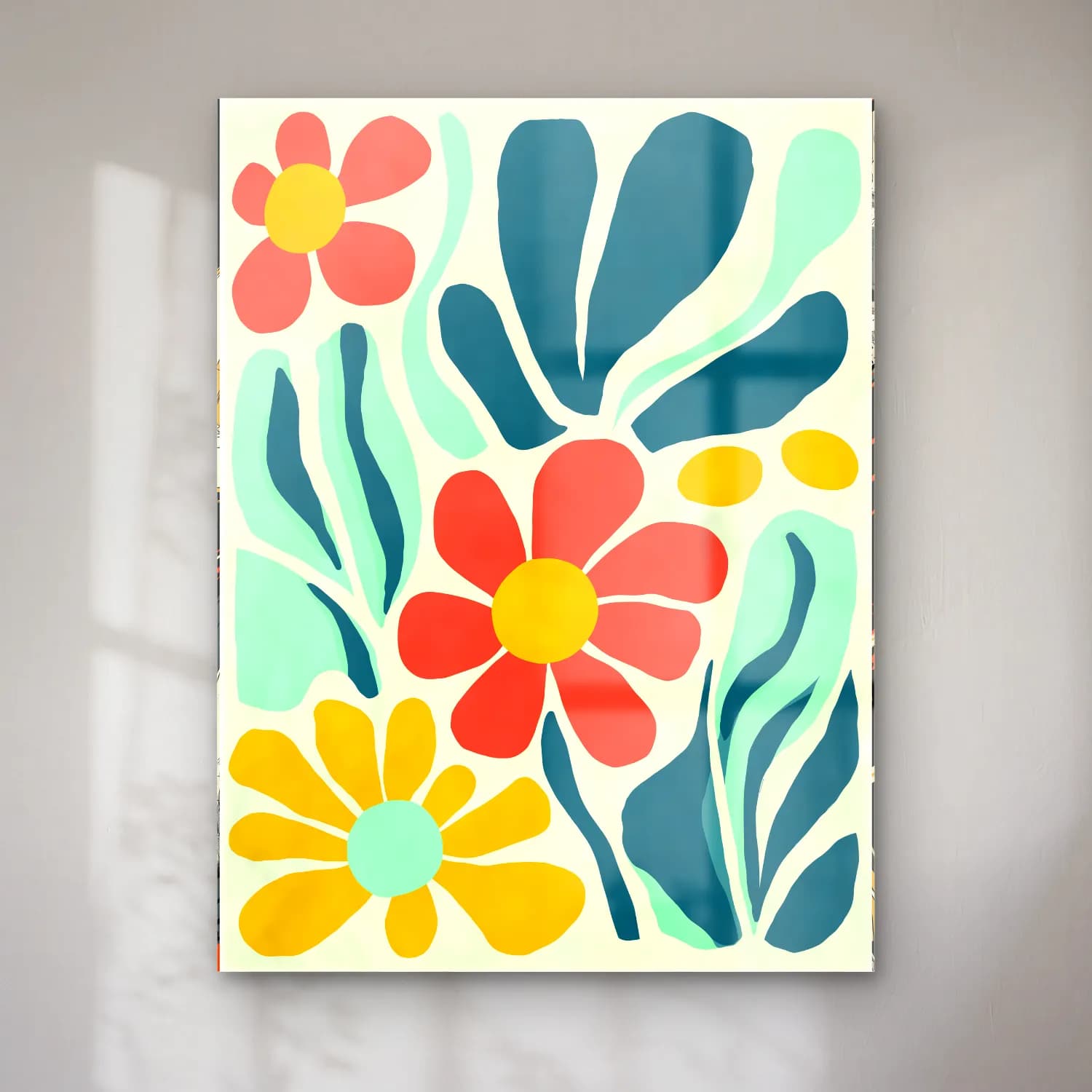 Boho Çiçek Deseni No. 47 cam tablo — Boho Çiçek Deseni No. 47 — boho çiçek deseni