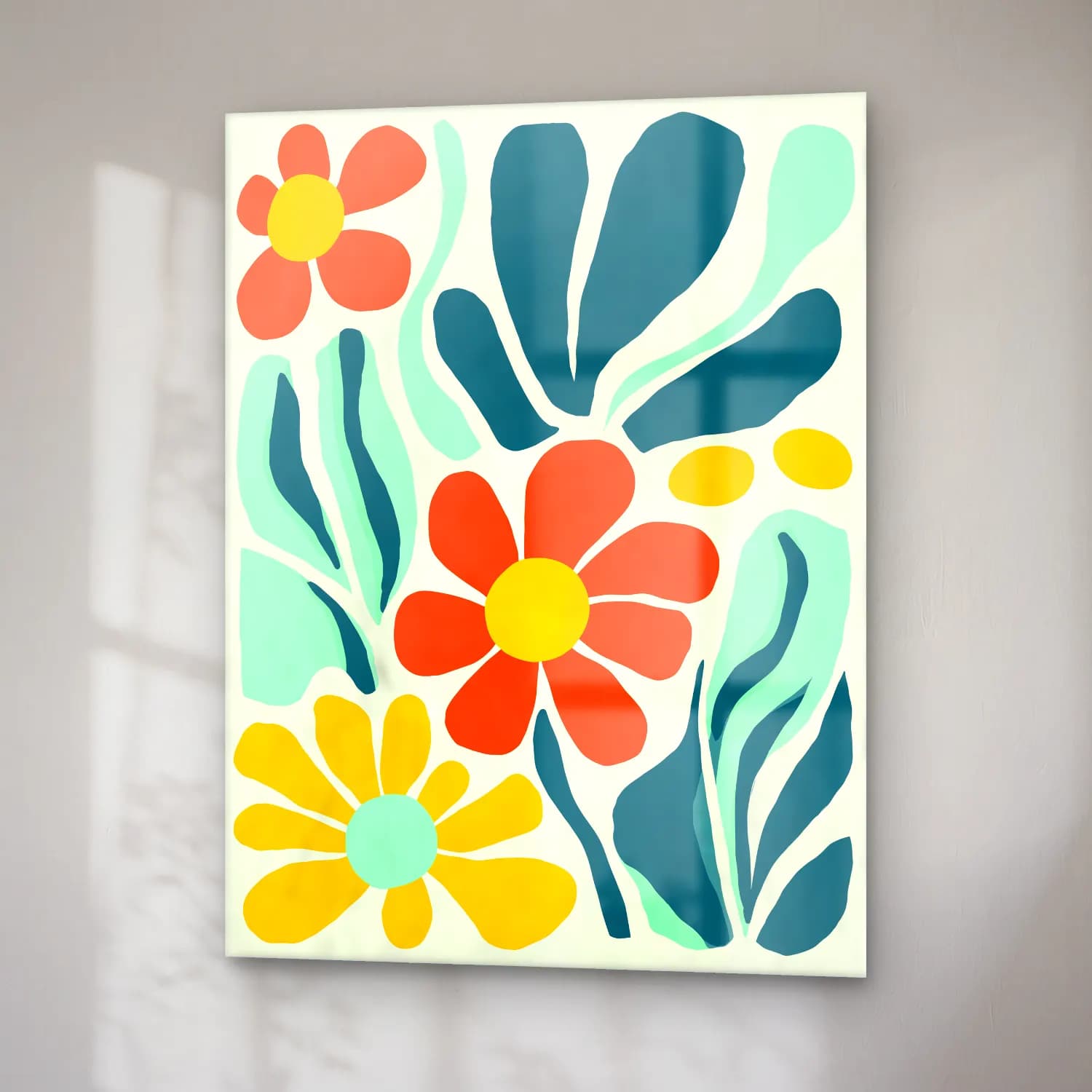 Boho Çiçek Deseni No. 47 cam tablo — sağ açıdan görünüm