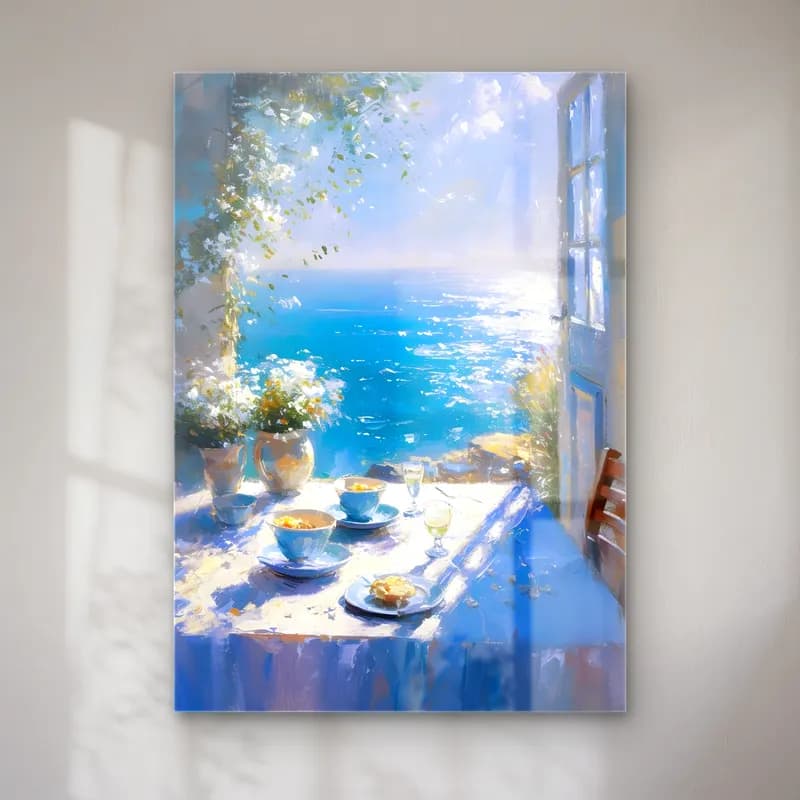 Empresyonist İtalyan Sahili – Mavi Tonlar cam tablo — Empresyonist İtalyan Sahili – Mavi Tonlar — empresyonist i̇talyan sahili