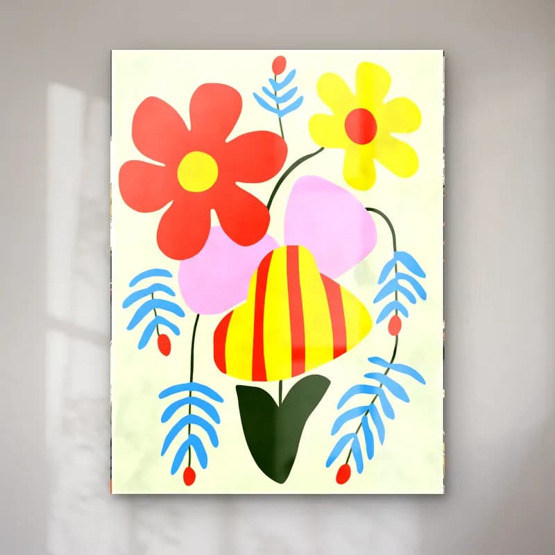 Boho Çiçek Deseni No. 48 cam tablo — Boho Çiçek Deseni No. 48 — boho çiçek deseni