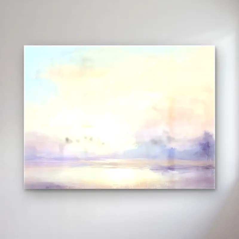 Pastel Gün Batımında Göl No. 3 cam tablo — Pastel Gün Batımında Göl No. 3 — pastel gün batımında göl