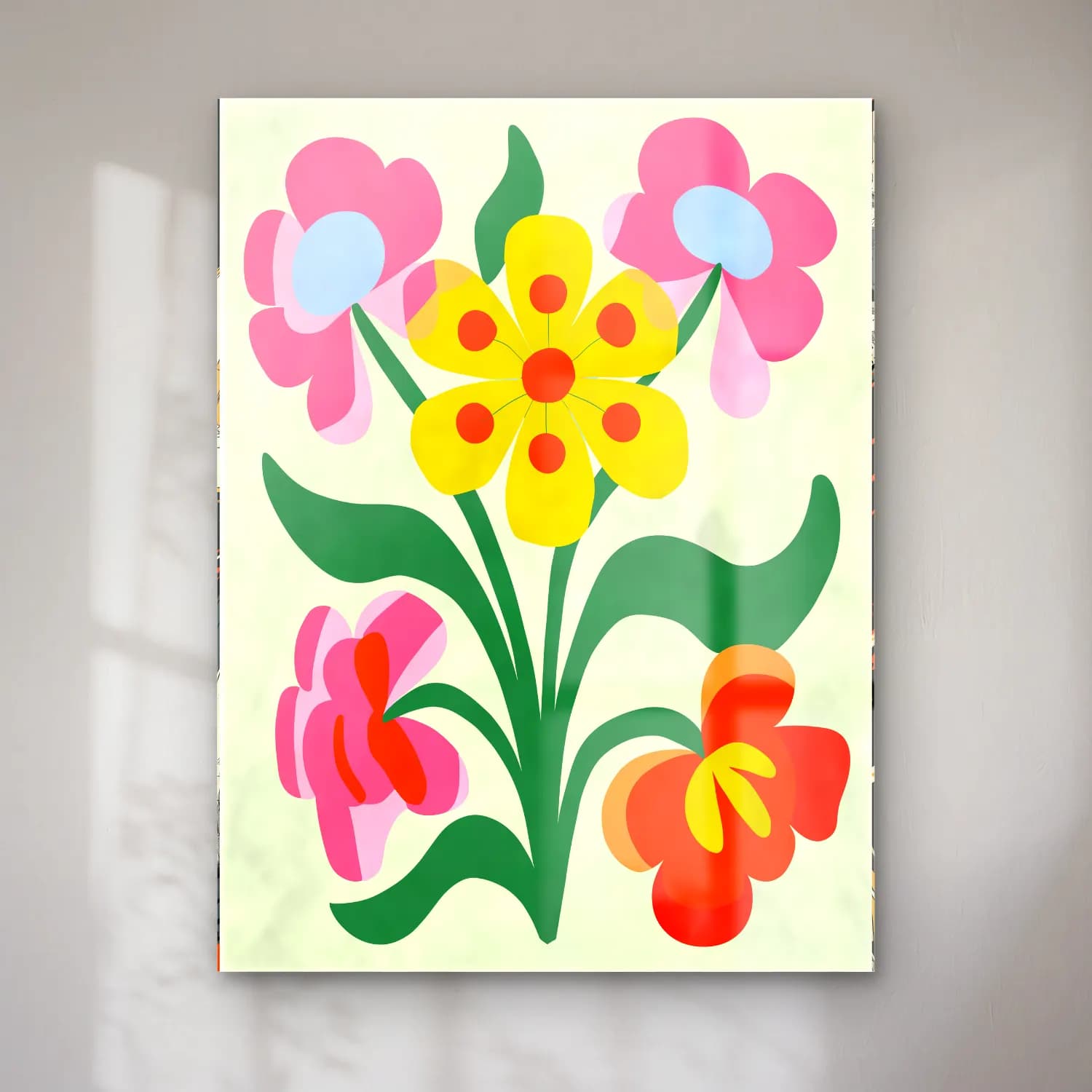 Retro Çiçek Deseni No. 38 cam tablo — Retro Çiçek Deseni No. 38 — retro çiçek deseni