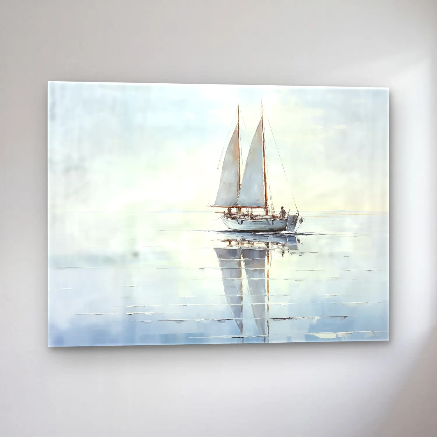 Yağlı Boya Yelkenliler No. 24 cam tablo — sol açıdan görünüm