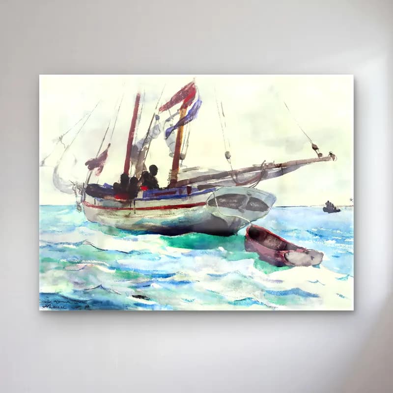 Suluboya Yelken Yarışı – Pastel Tonlar cam tablo — Suluboya Yelken Yarışı – Pastel Tonlar — suluboya yelken yarışı