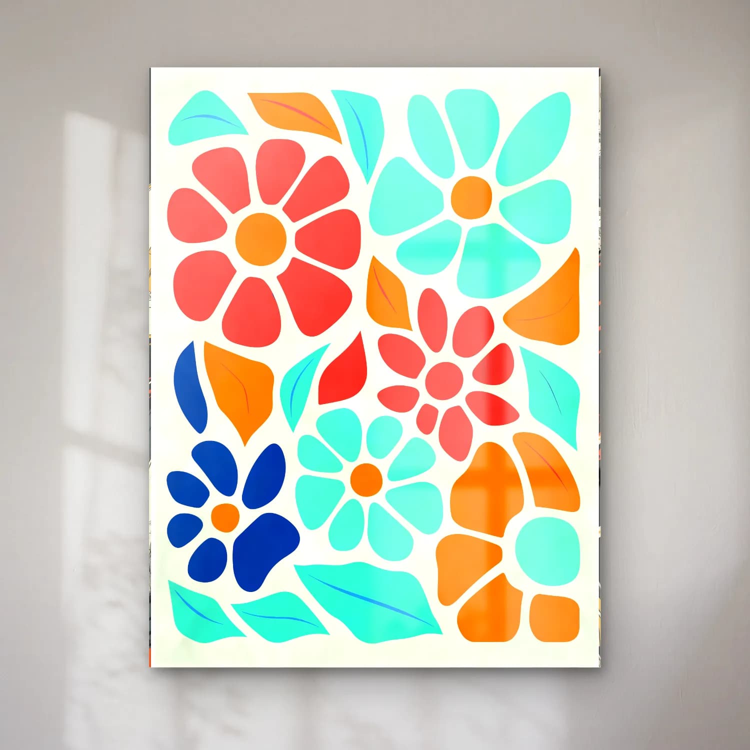 Retro Çiçek Deseni No. 39 cam tablo — Retro Çiçek Deseni No. 39 — retro çiçek deseni