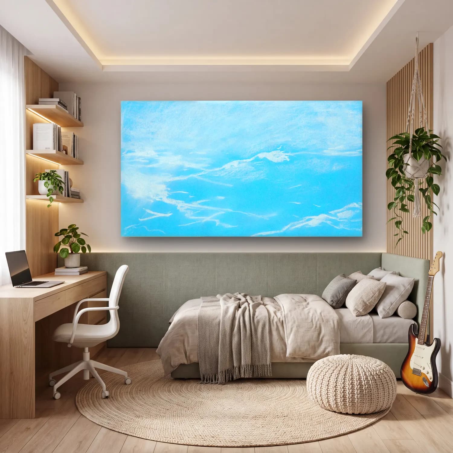 Modern Soyut Renk Alanları No. 2 cam tablo — genç odasında