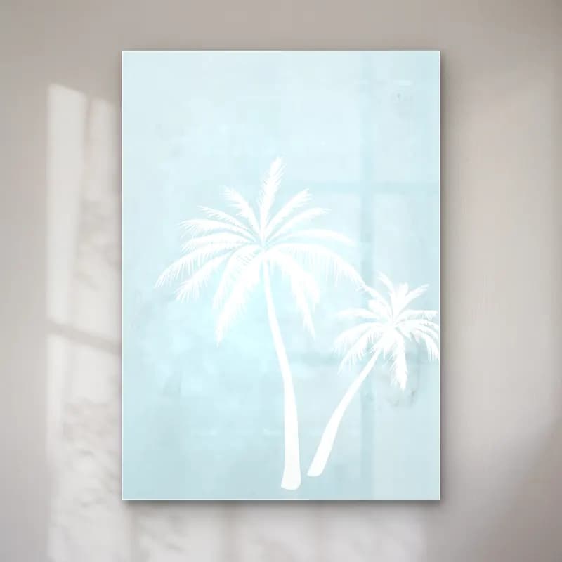 Pastel Palmiyeli Tropik Sahil No. 2 cam tablo — Pastel Palmiyeli Tropik Sahil No. 2 — pastel palmiyeli tropik sahil