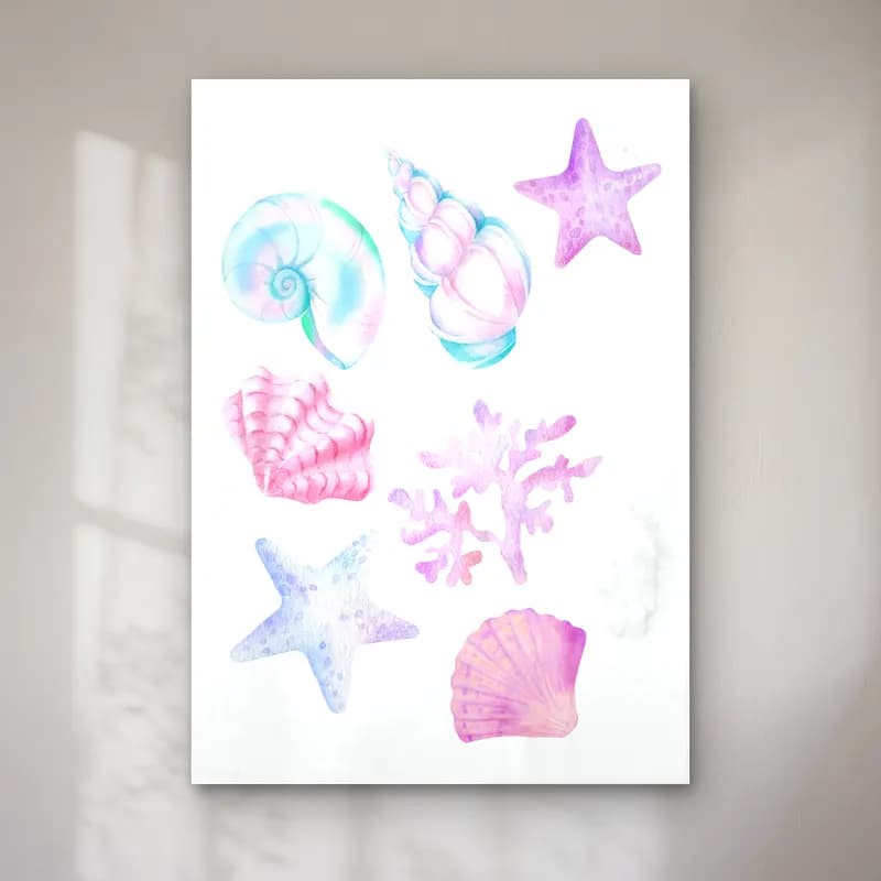 Pastel Deniz Kabukları No. 4 cam tablo — Pastel Deniz Kabukları No. 4 — pastel deniz kabukları