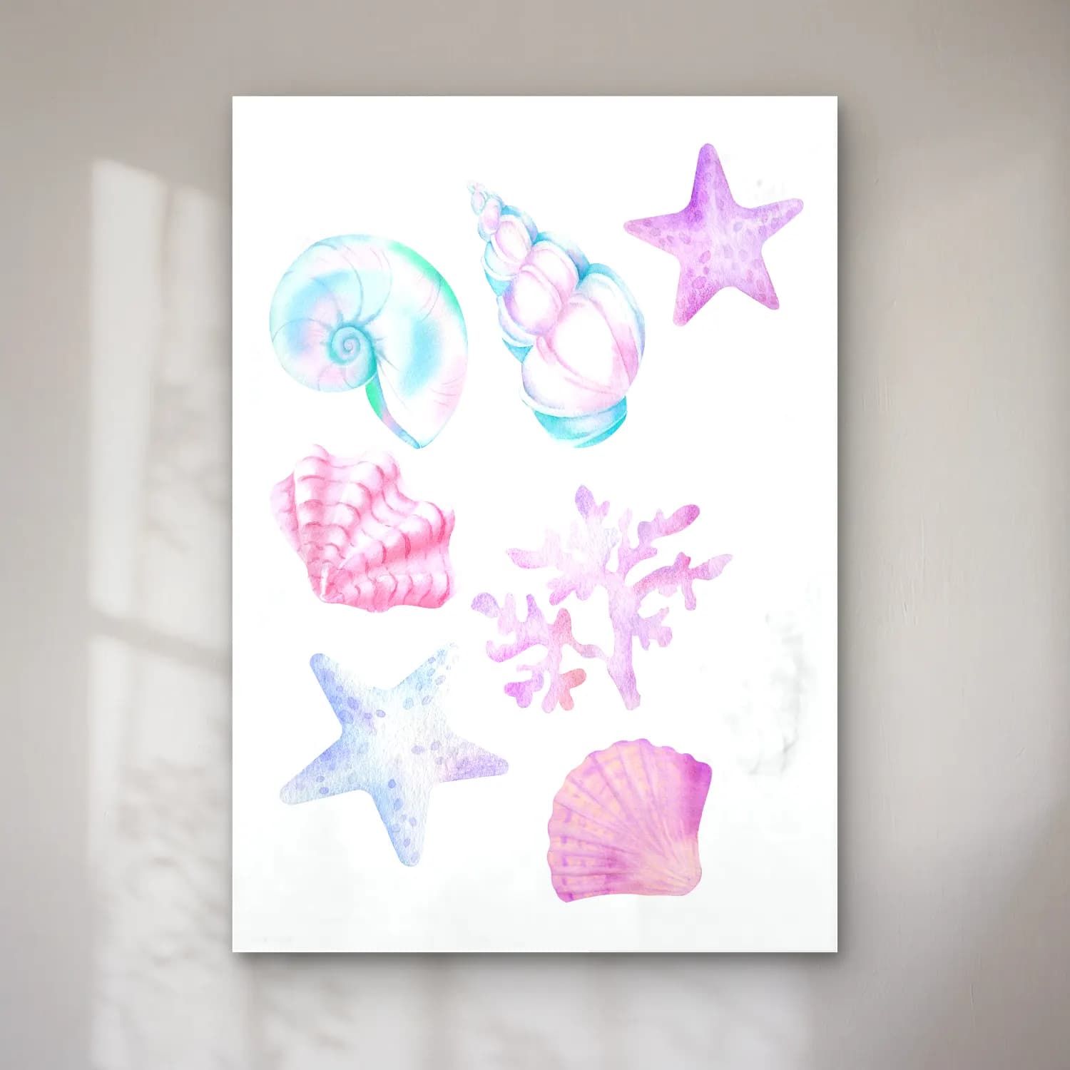 Pastel Deniz Kabukları No. 4 cam tablo — Pastel Deniz Kabukları No. 4 — pastel deniz kabukları
