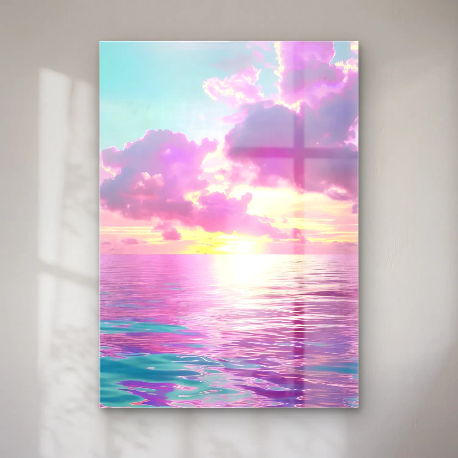Pastel Sakin Deniz Ufku – Pembe Tonlar cam tablo — Pastel Sakin Deniz Ufku – Pembe Tonlar — pastel sakin deniz ufku