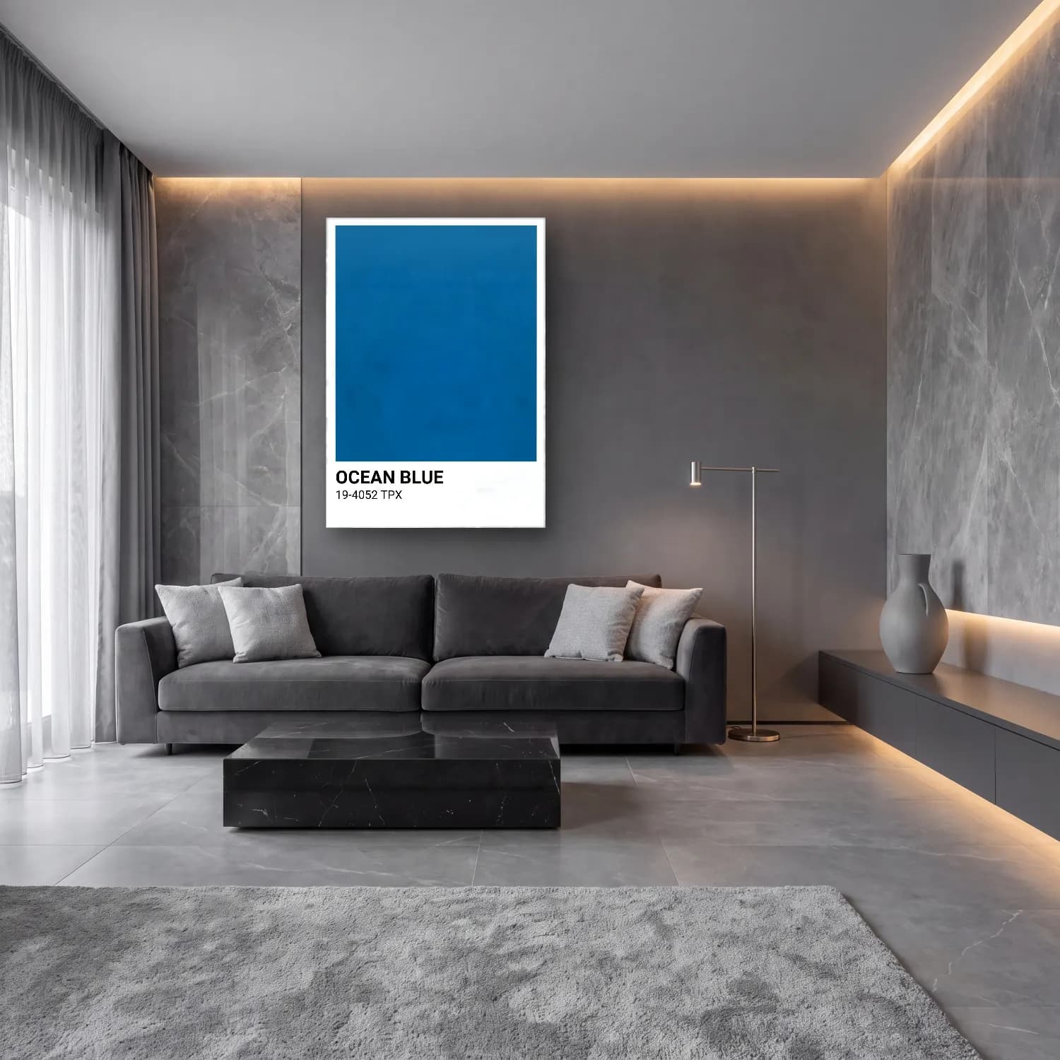 Pastel Renk Alanları No. 38 cam tablo — lüks salon duvarında