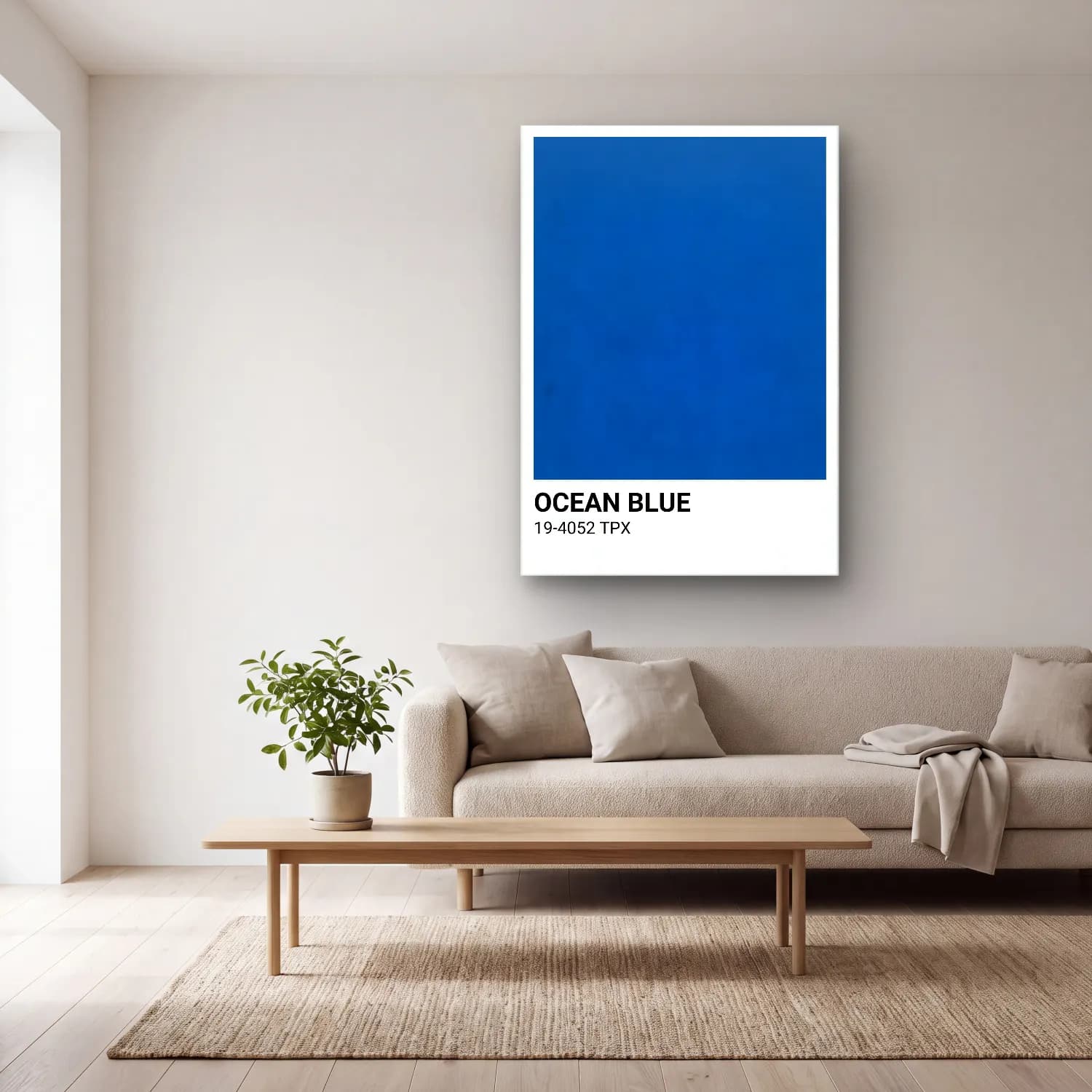 Pastel Renk Alanları No. 38 cam tablo — açık renk salonda