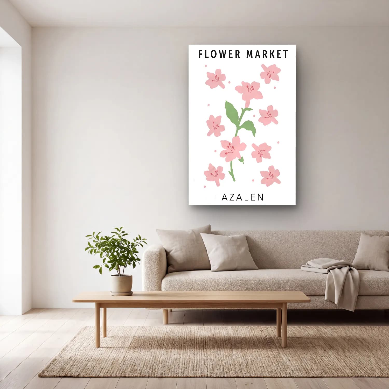 Pastel Zambaklar – Pembe Tonlar cam tablo — açık renk salonda