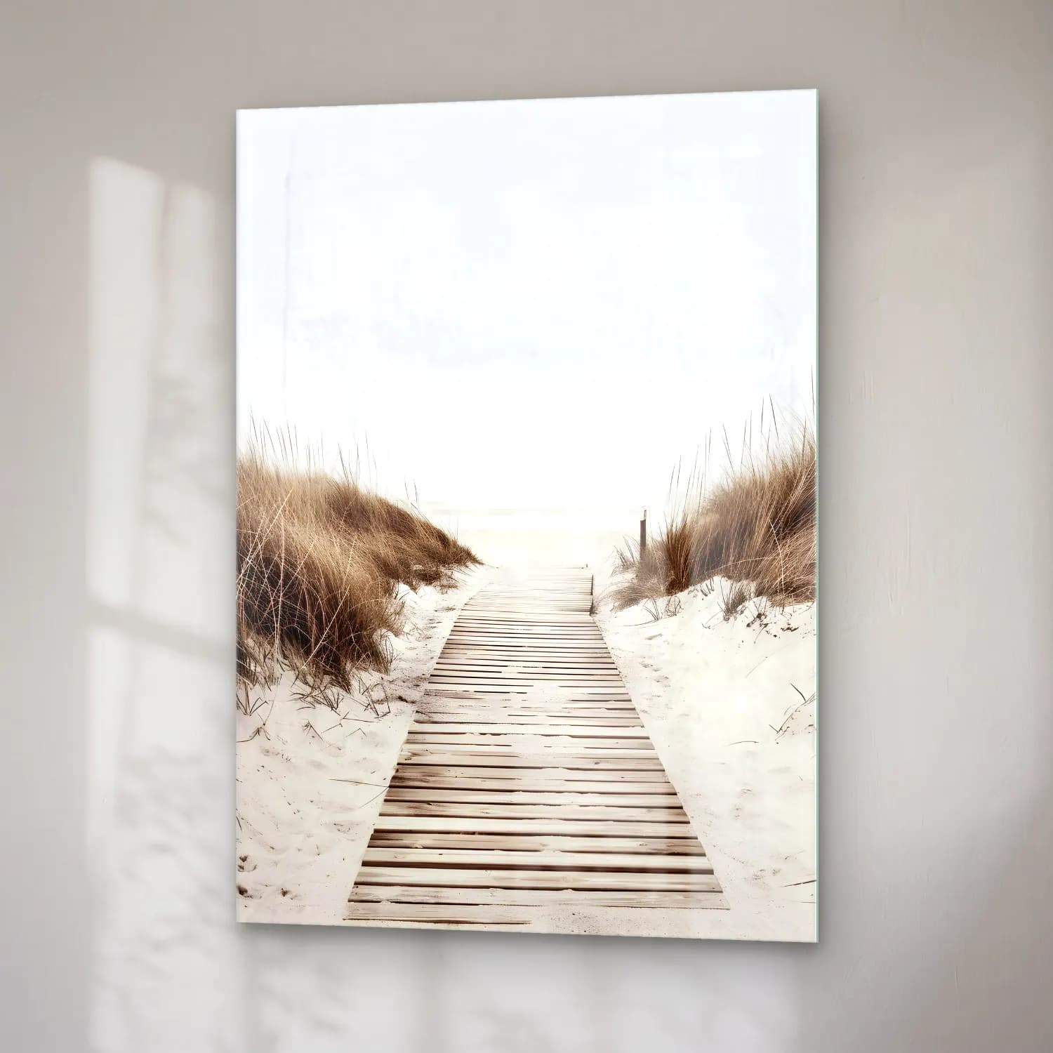 Pastel Sakin Deniz Ufku No. 4 cam tablo — sağ açıdan görünüm