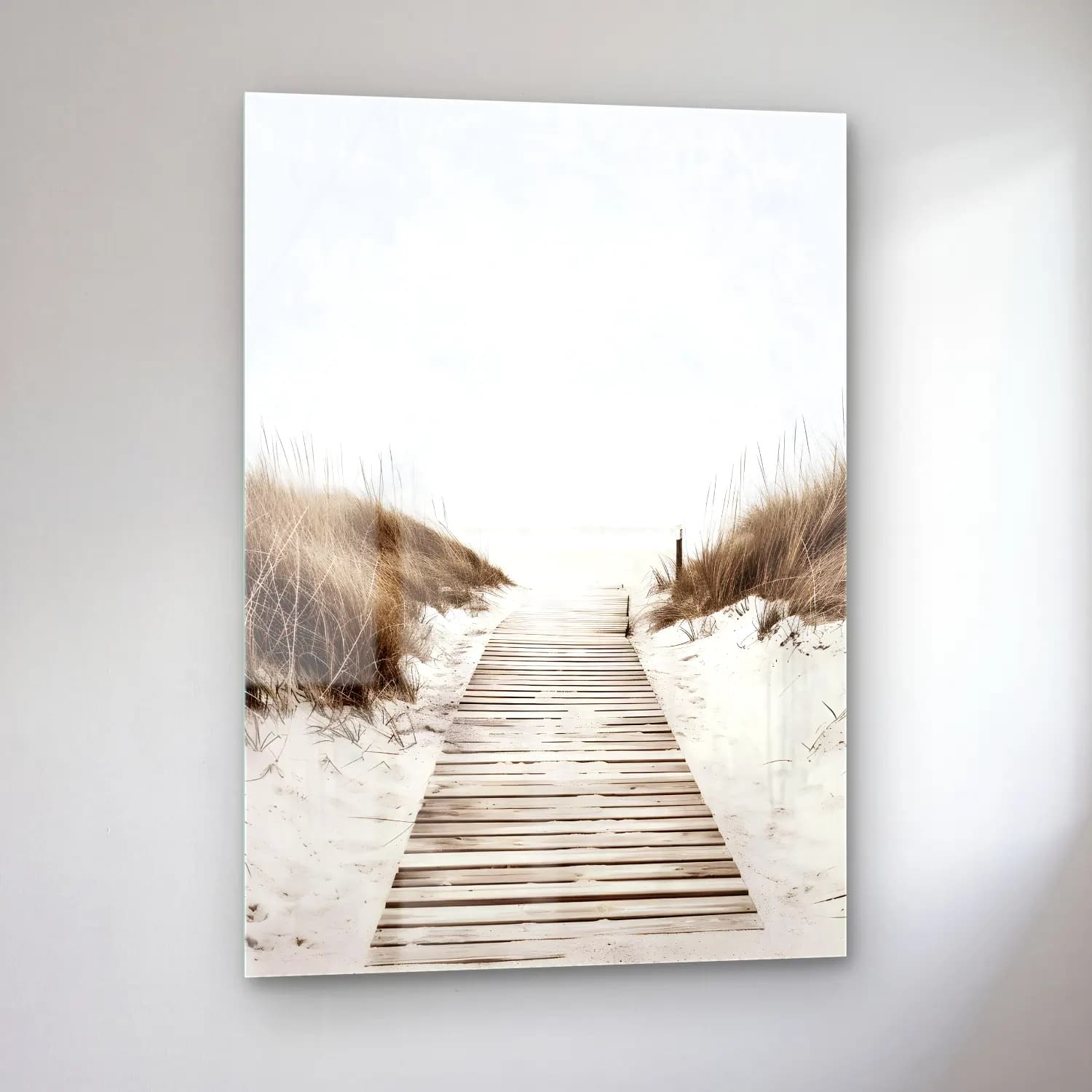 Pastel Sakin Deniz Ufku No. 4 cam tablo — sol açıdan görünüm