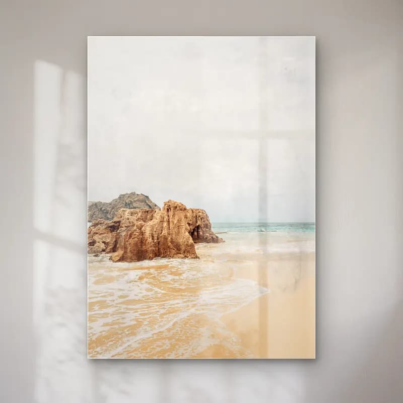 Pastel Dalgalı Sahil No. 4 cam tablo — Pastel Dalgalı Sahil No. 4 — pastel dalgalı sahil