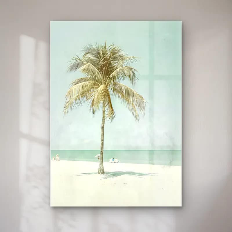 Pastel Palmiyeli Tropik Sahil No. 4 cam tablo — Pastel Palmiyeli Tropik Sahil No. 4 — pastel palmiyeli tropik sahil