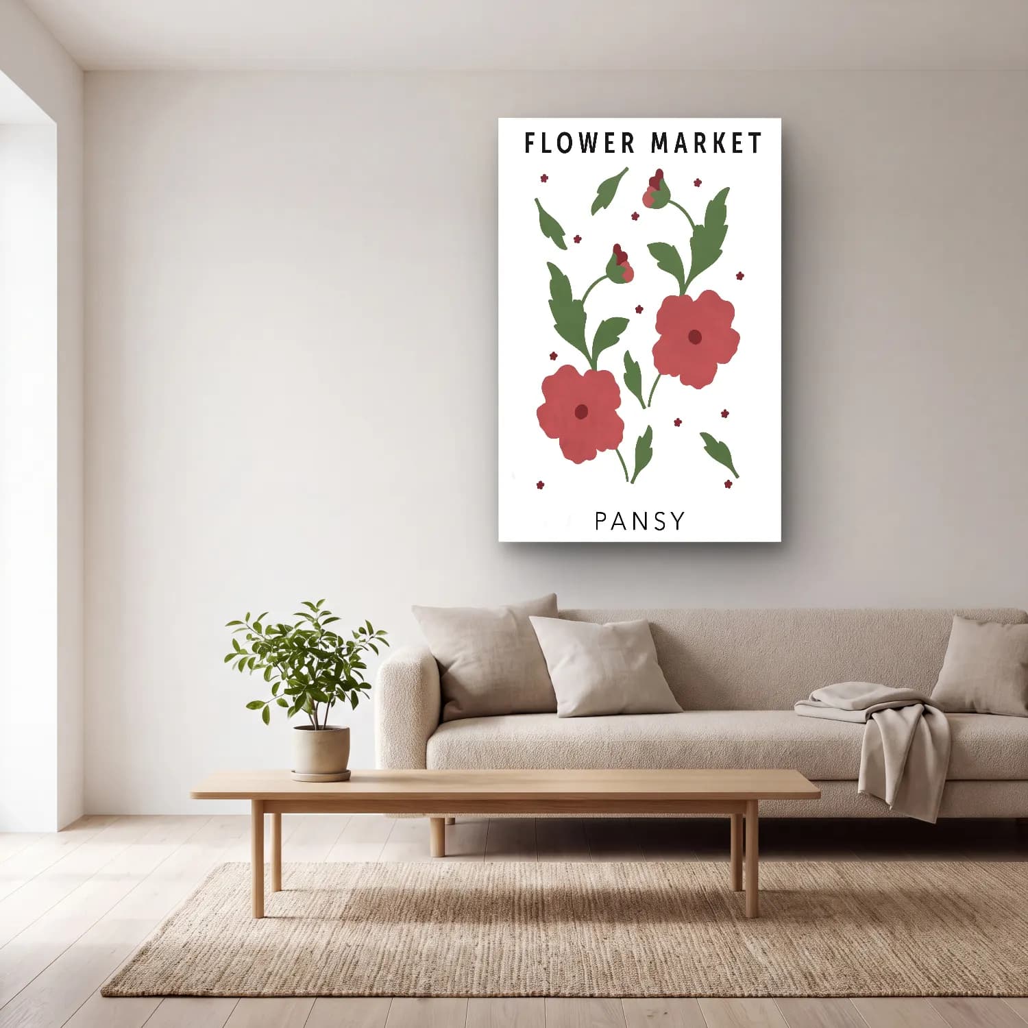 Pastel Çiçek Deseni No. 18 cam tablo — açık renk salonda