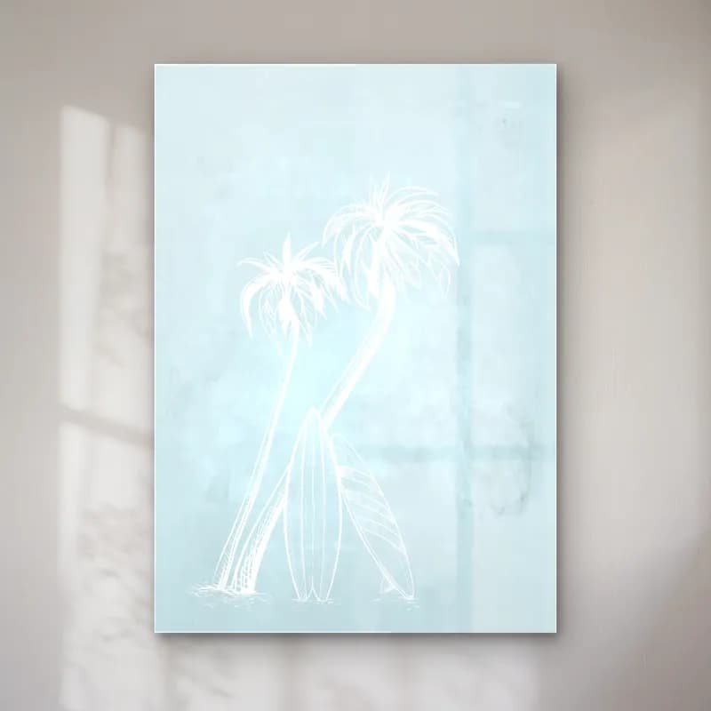 Pastel Palmiyeli Tropik Sahil No. 7 cam tablo — Pastel Palmiyeli Tropik Sahil No. 7 — pastel palmiyeli tropik sahil
