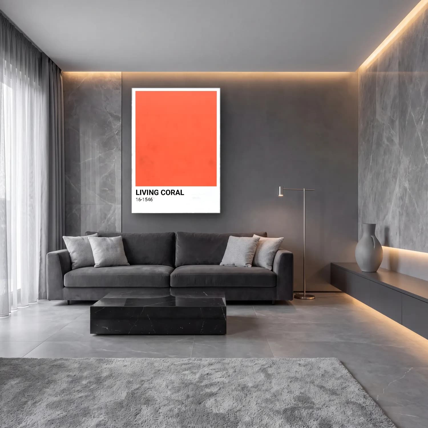 Pastel Renk Alanları No. 41 cam tablo — lüks salon duvarında