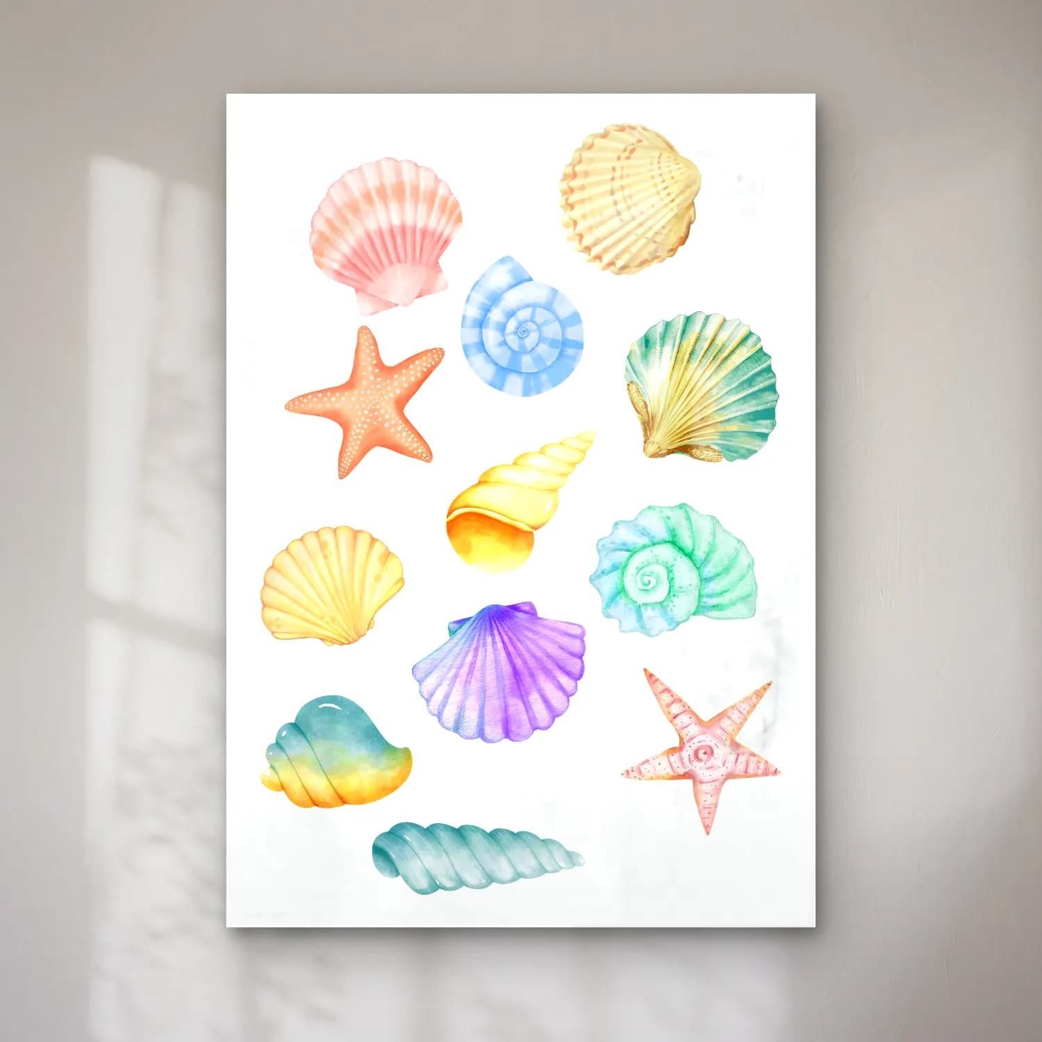 Pastel Deniz Kabukları – Pastel Tonlar cam tablo — Pastel Deniz Kabukları – Pastel Tonlar — pastel deniz kabukları