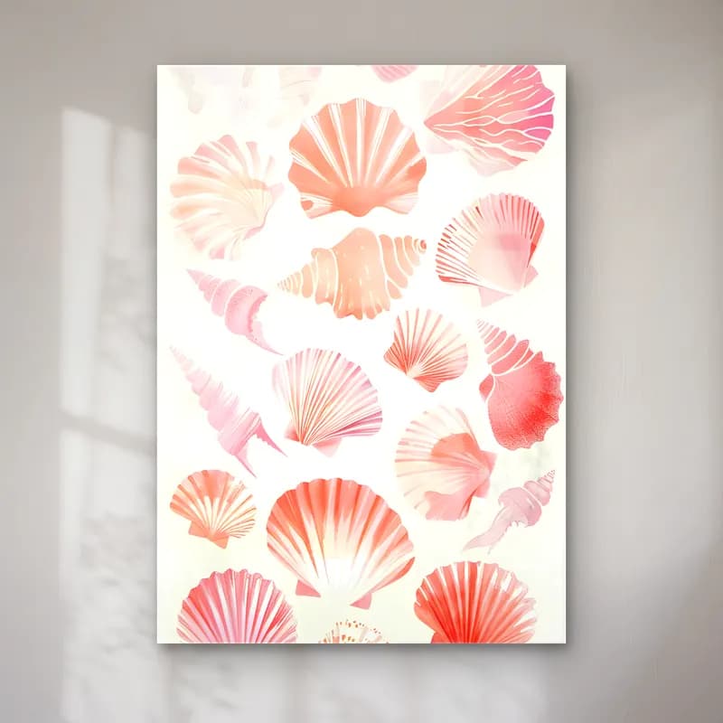 Pastel Deniz Kabukları No. 9 cam tablo — Pastel Deniz Kabukları No. 9 — pastel deniz kabukları