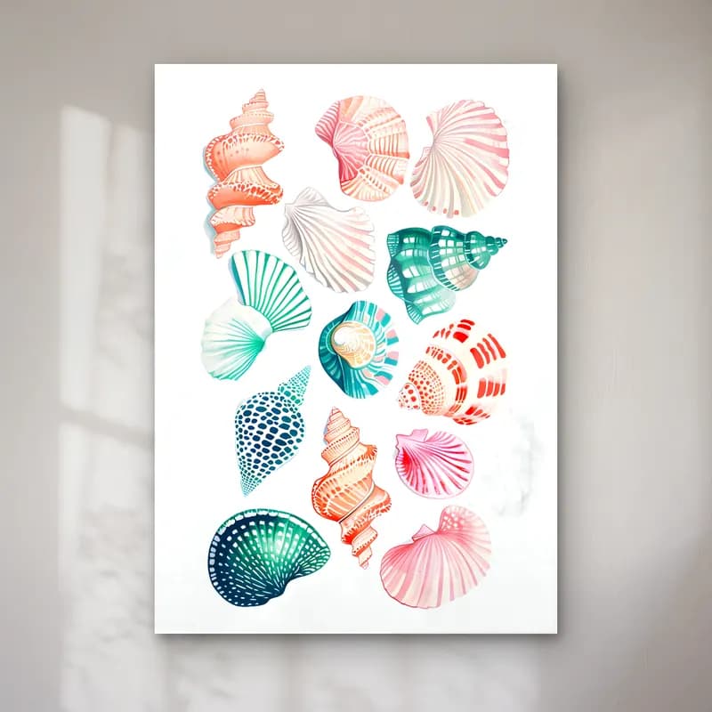 Pastel Deniz Kabukları No. 10 cam tablo — Pastel Deniz Kabukları No. 10 — pastel deniz kabukları