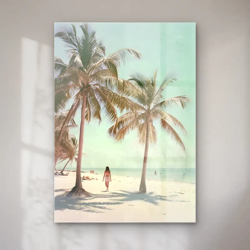 Pastel Palmiyeli Tropik Sahil No. 9 cam tablo — Pastel Palmiyeli Tropik Sahil No. 9 — pastel palmiyeli tropik sahil