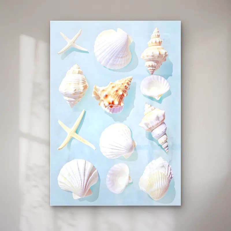 Pastel Deniz Kabukları No. 13 cam tablo — Pastel Deniz Kabukları No. 13 — pastel deniz kabukları