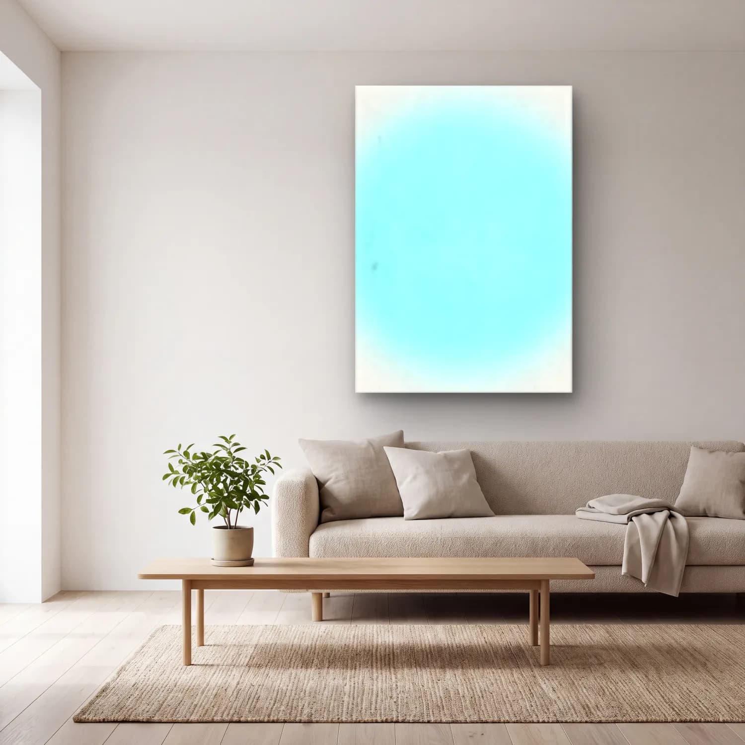 Pastel Renk Alanları No. 42 cam tablo — açık renk salonda