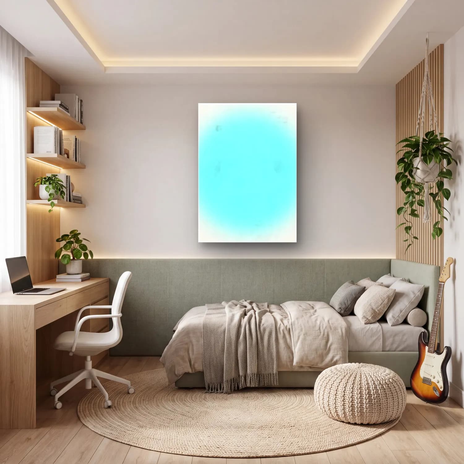 Pastel Renk Alanları No. 42 cam tablo — genç odasında