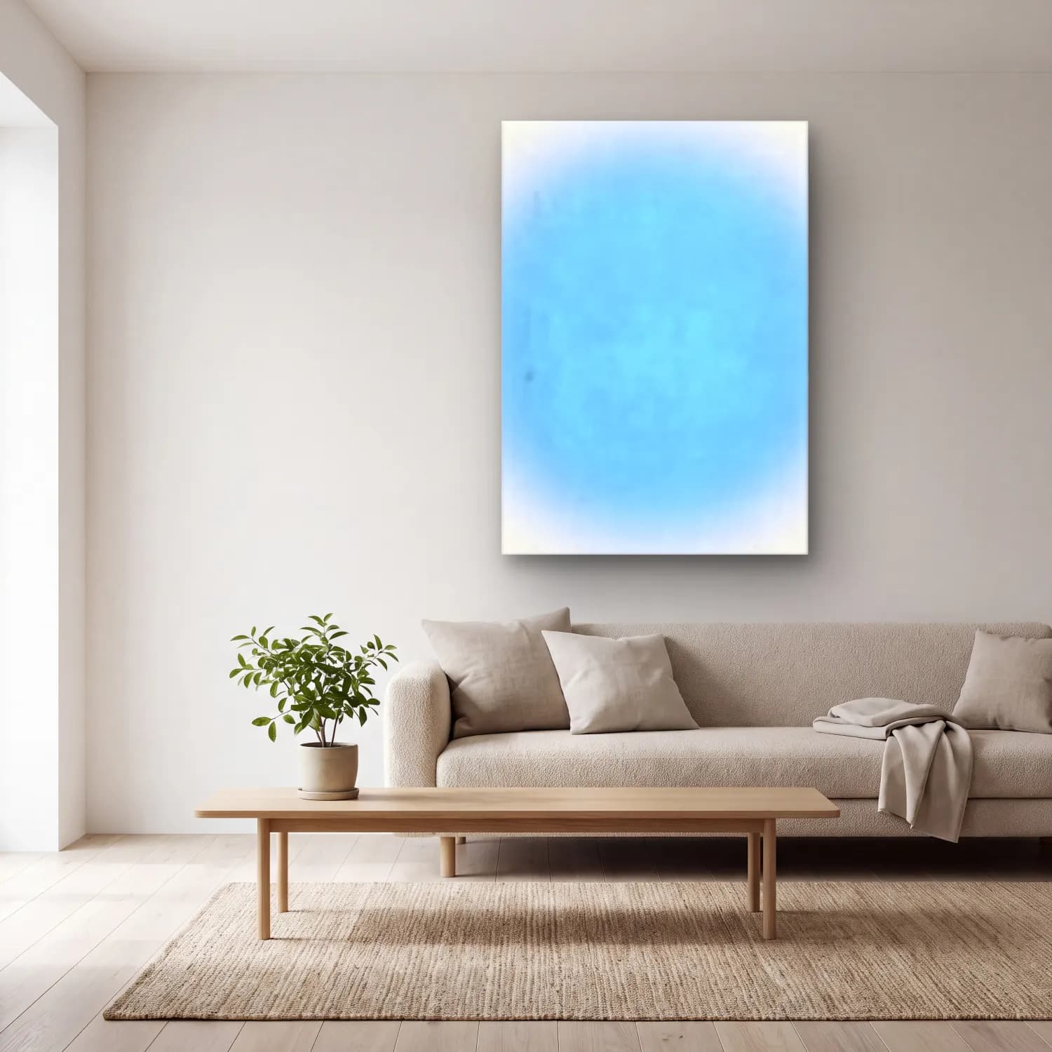 Pastel Renk Alanları No. 43 cam tablo — açık renk salonda