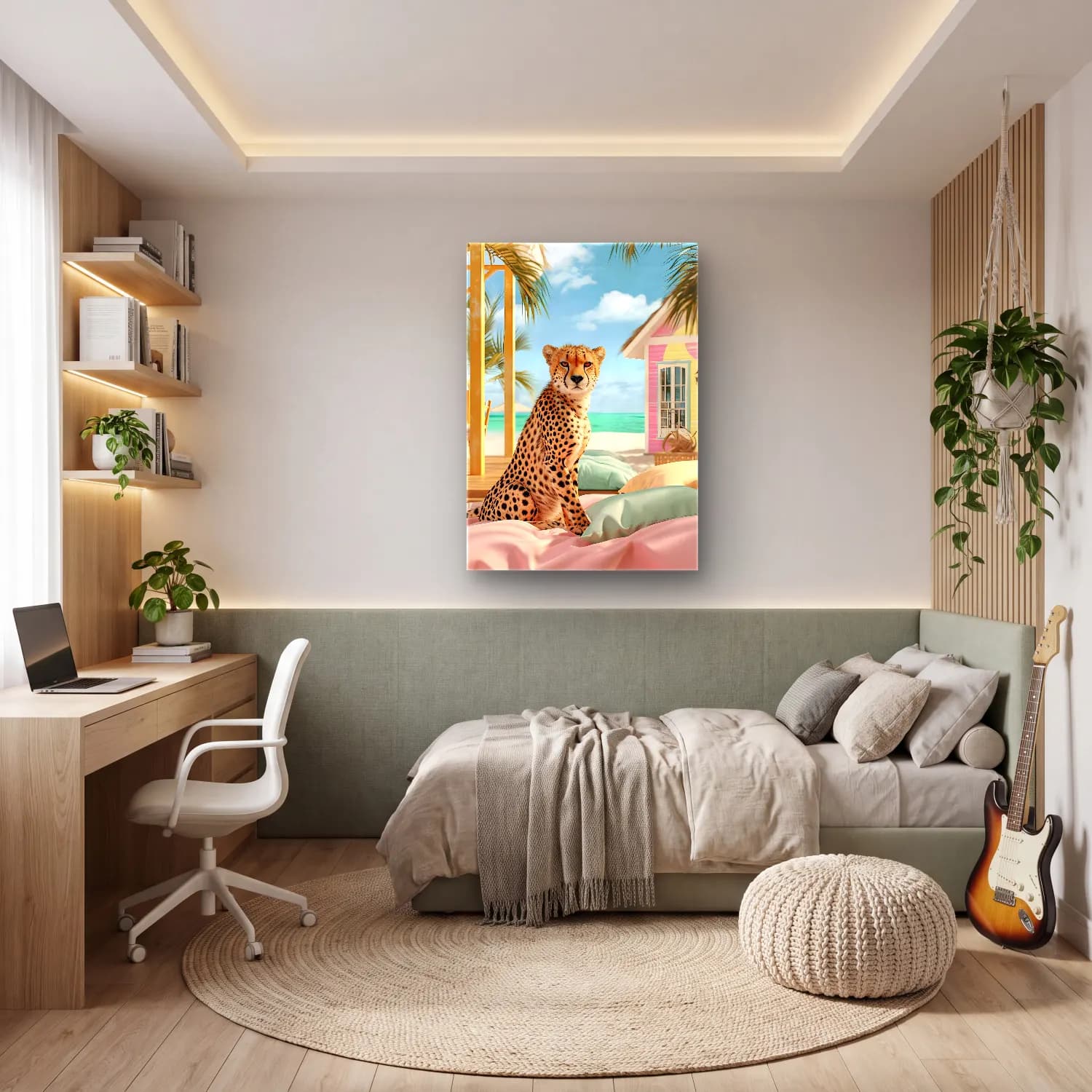 Pastel Leopar – Pastel Tonlar cam tablo — genç odasında