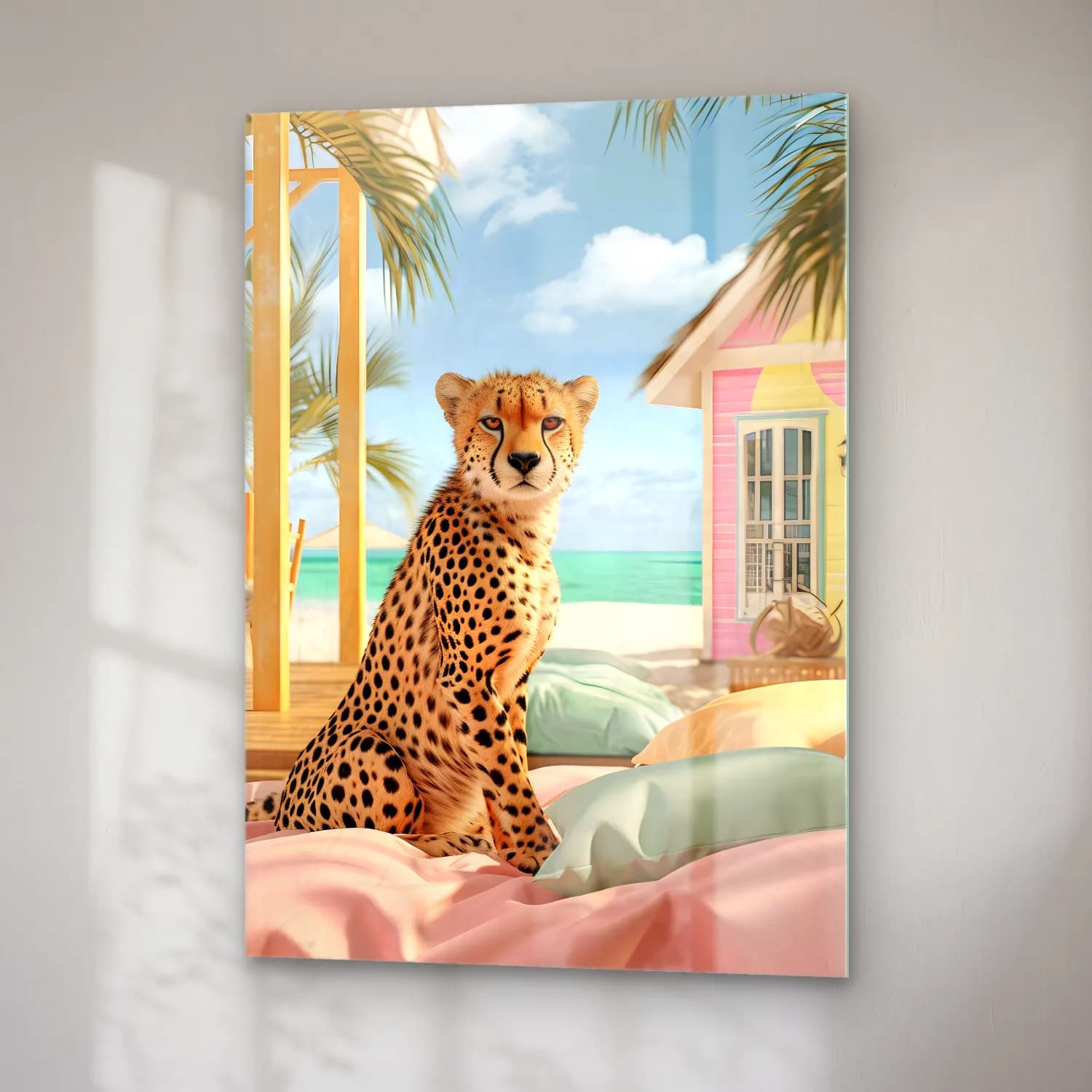 Pastel Leopar – Pastel Tonlar cam tablo — sağ açıdan görünüm